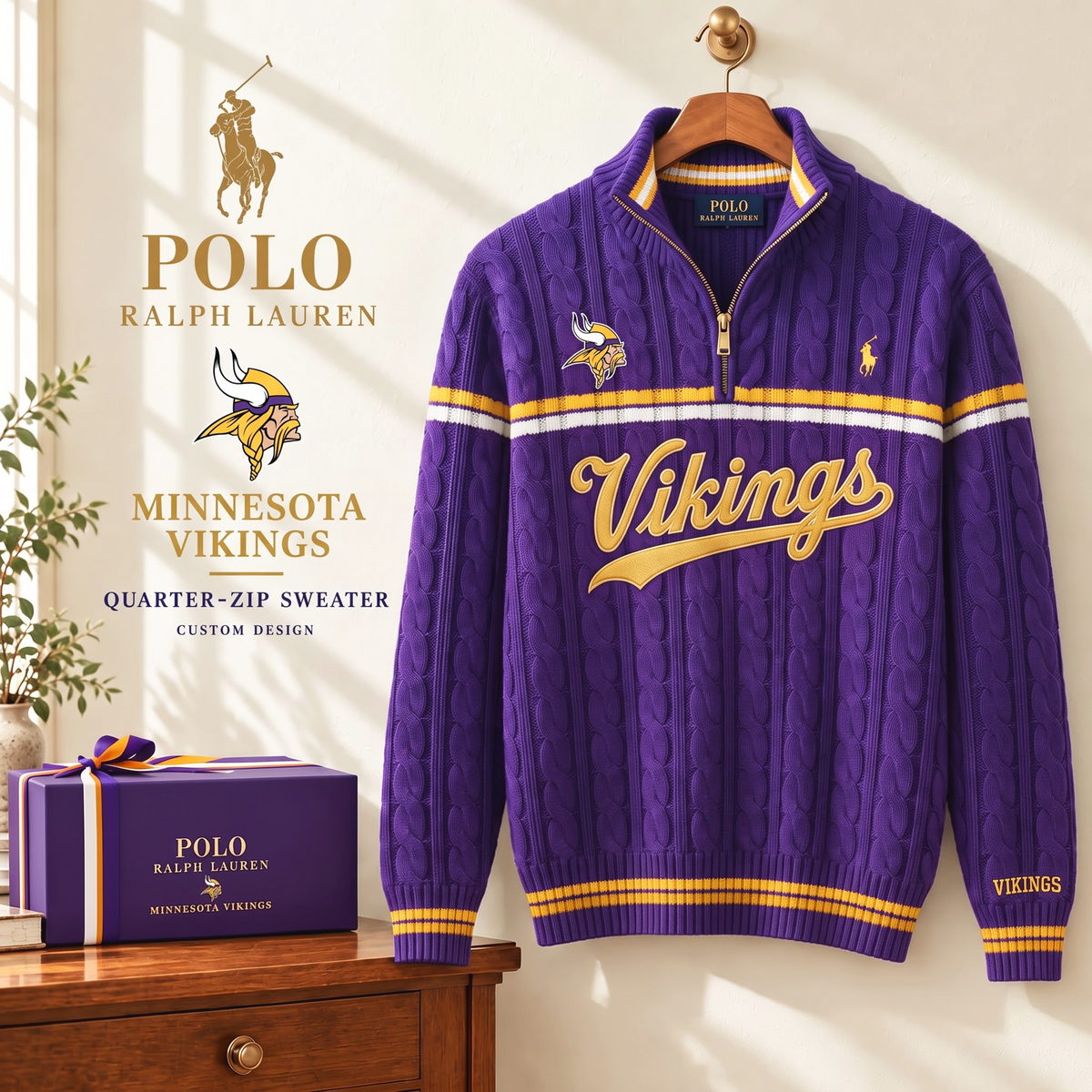 PREMIUM NFL X MV EXCLUSIVE POLO RALPH LAUREN QUATER-ZIP SWEATER SHIRT LIMITED EDITION