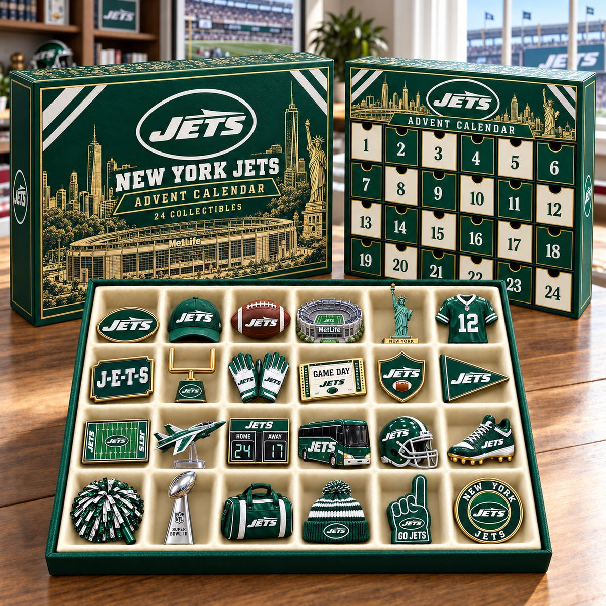 PREMIUM NFL X NYJ BESPOKE OFFICIAL NFL 24-Day Game Day Surprise Countdown Box Limited Edition