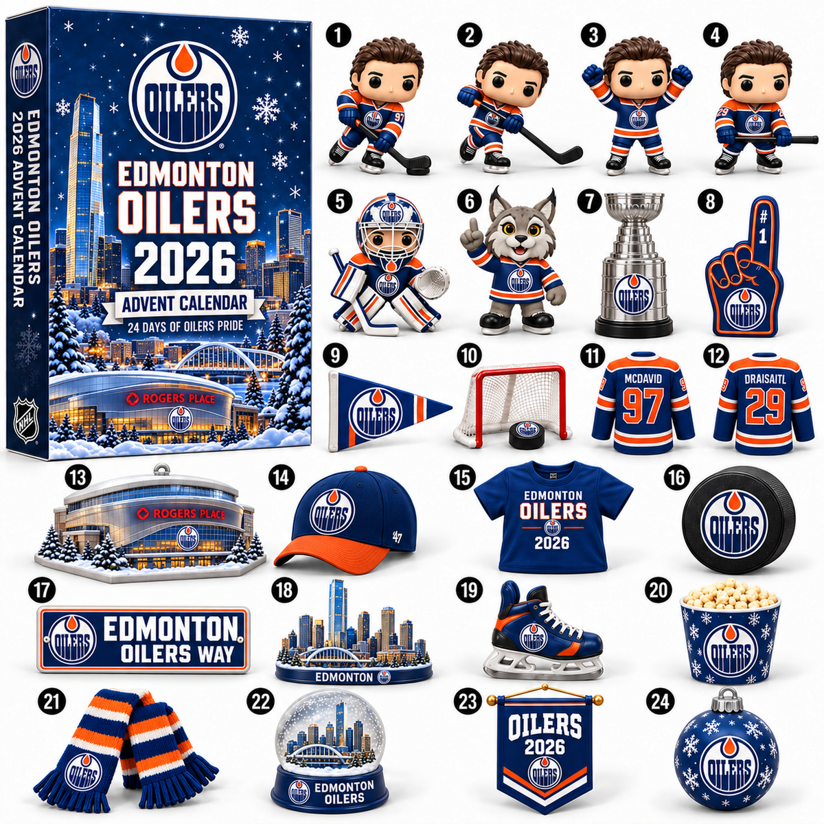 PREMIUM NHL X EDM 24-Day Game Day Surprise Countdown V2 Advent Calendar