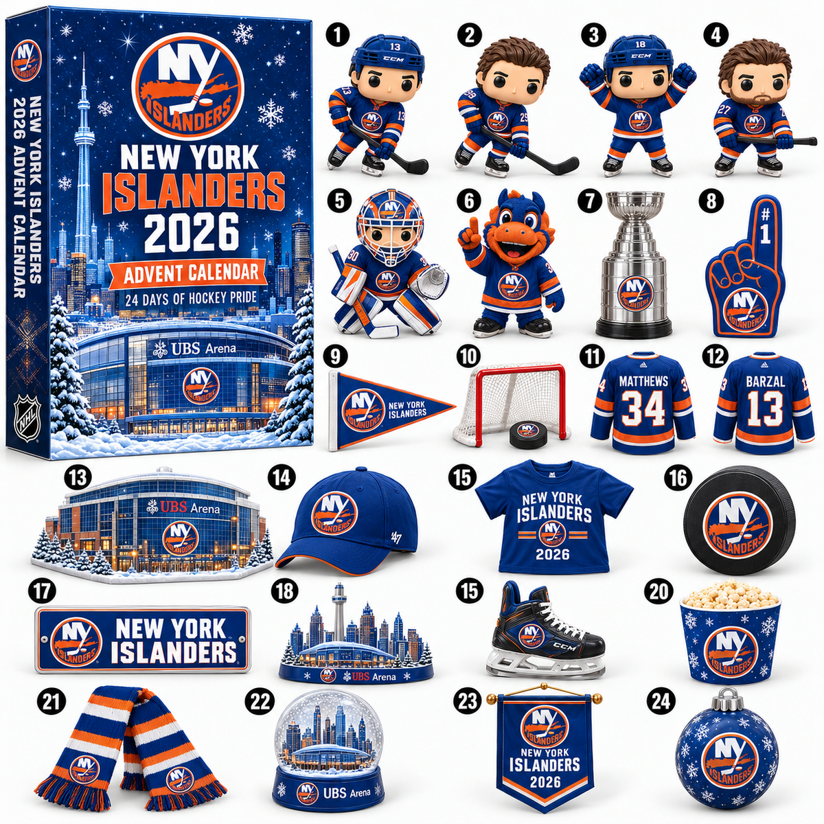 PREMIUM NHL X NYI 24-Day Game Day Surprise Countdown V2 Advent Calendar