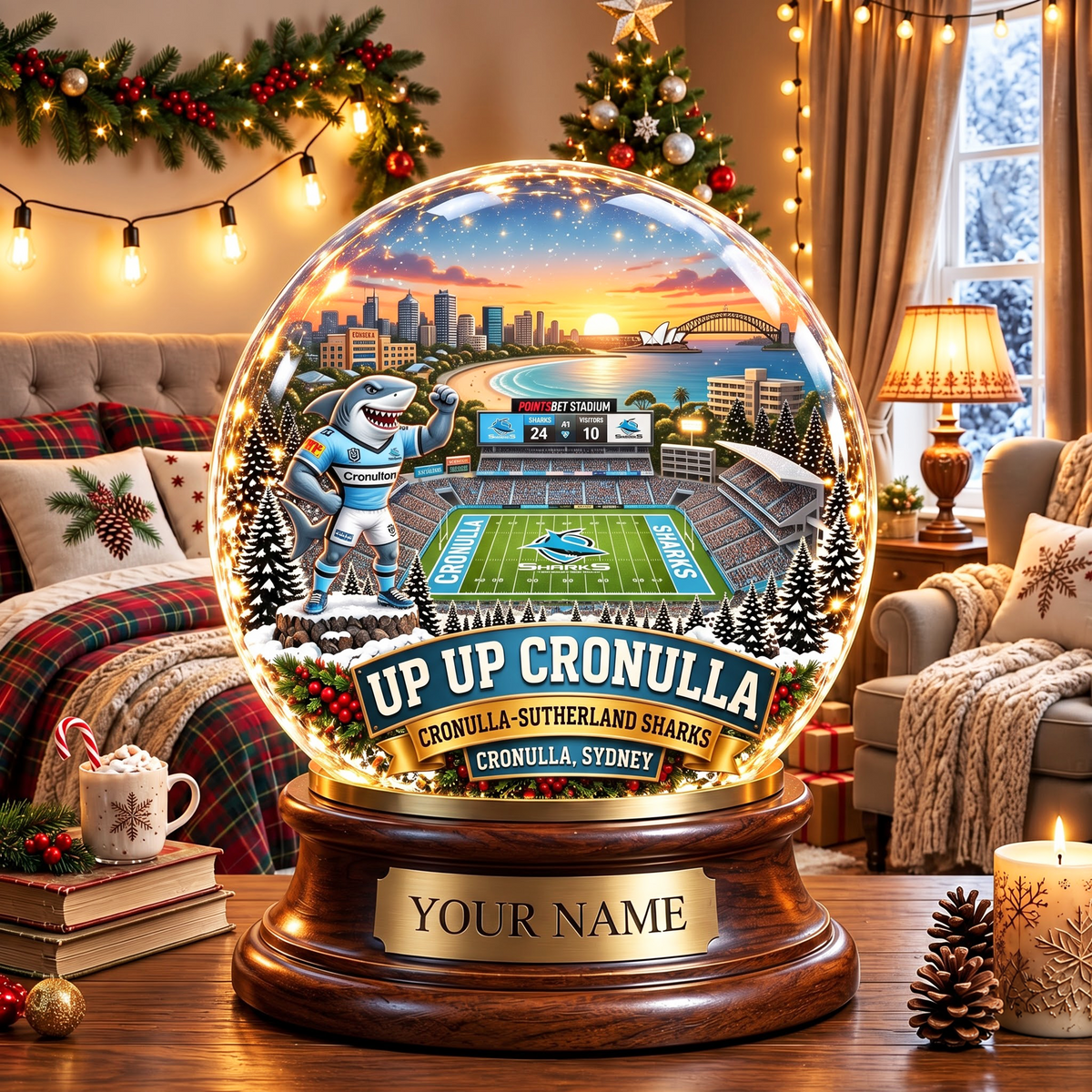 PREMIUM NRL CSS DELUXE PERSONALIZED Crystal Ball Night Light For FanLIMITED EDITION