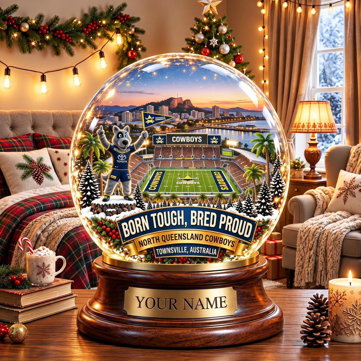 PREMIUM NRL NQC DELUXE PERSONALIZED Crystal Ball Night Light For FanLIMITED EDITION