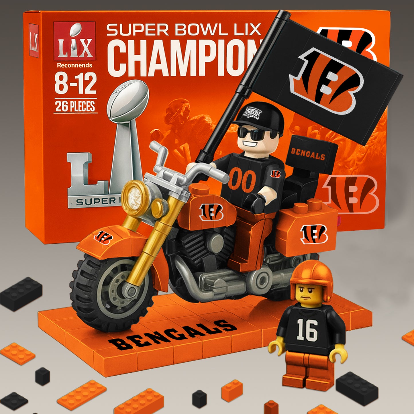 PREMIUM NFL x CIN Building Blocks Bike Toy Set NDT NHM 181125