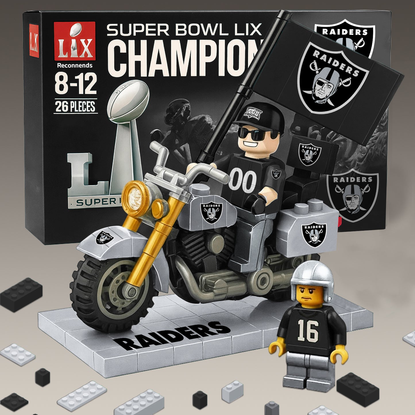 PREMIUM NFL x RAI Building Blocks Bike Toy Set NDT NHM 181125