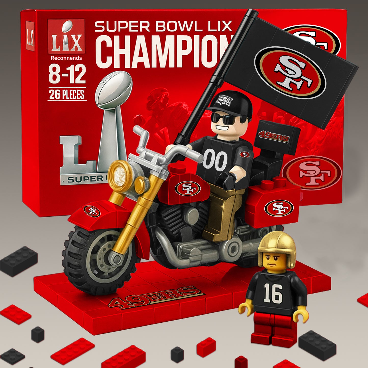 PREMIUM NFL x SF49 Building Blocks Bike Toy Set NDT NHM 181125