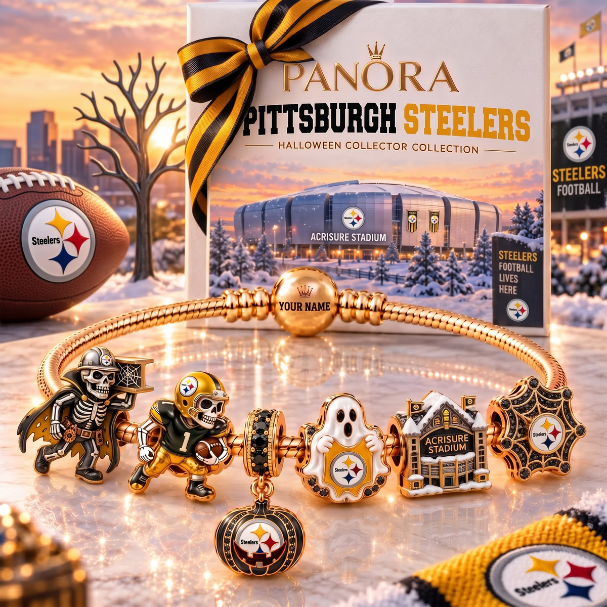 PS x Luxury NFL Gold Charm Halloween Bracelet