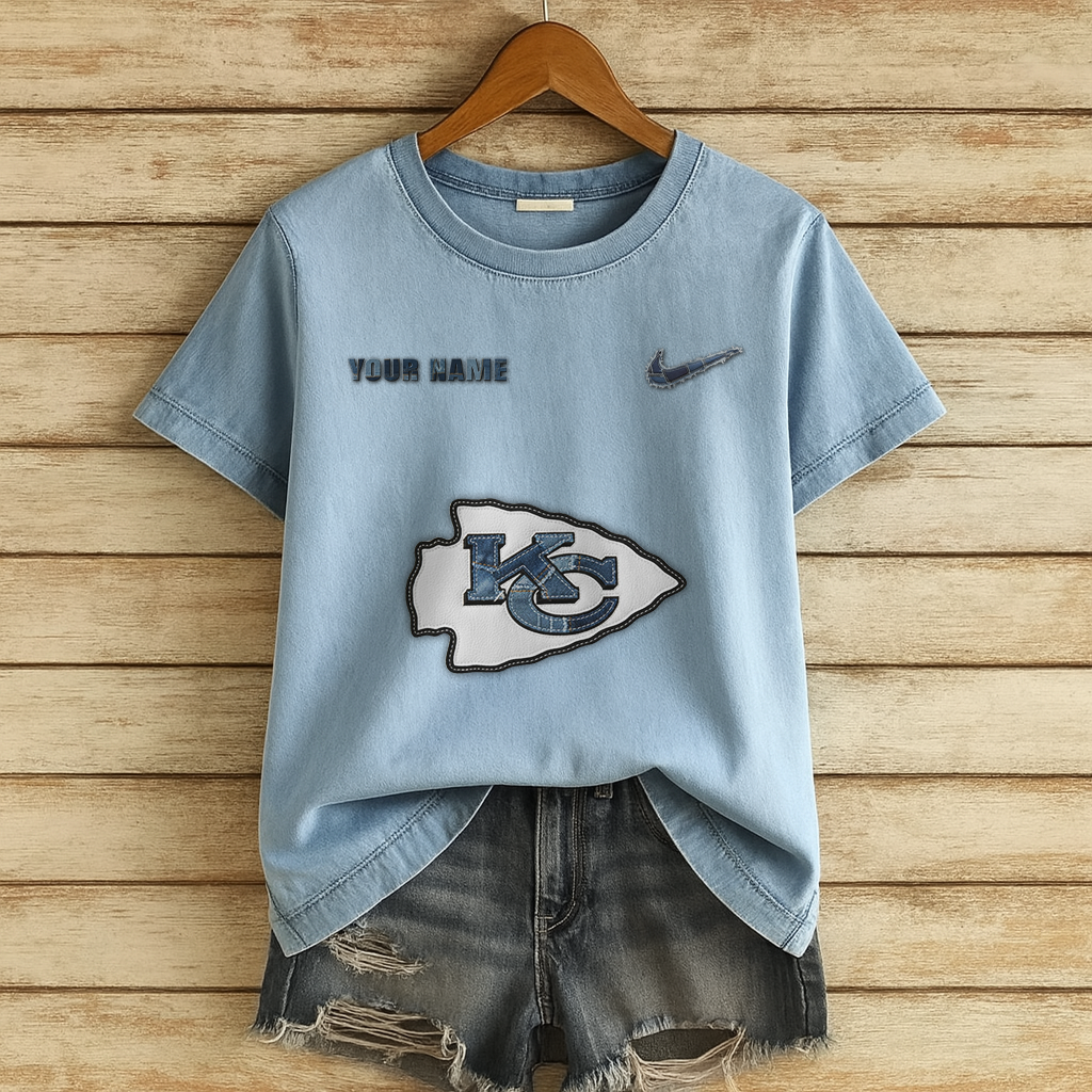 Personalized KCC x NFL Denim Patchwork Art Shirt DDT NTL