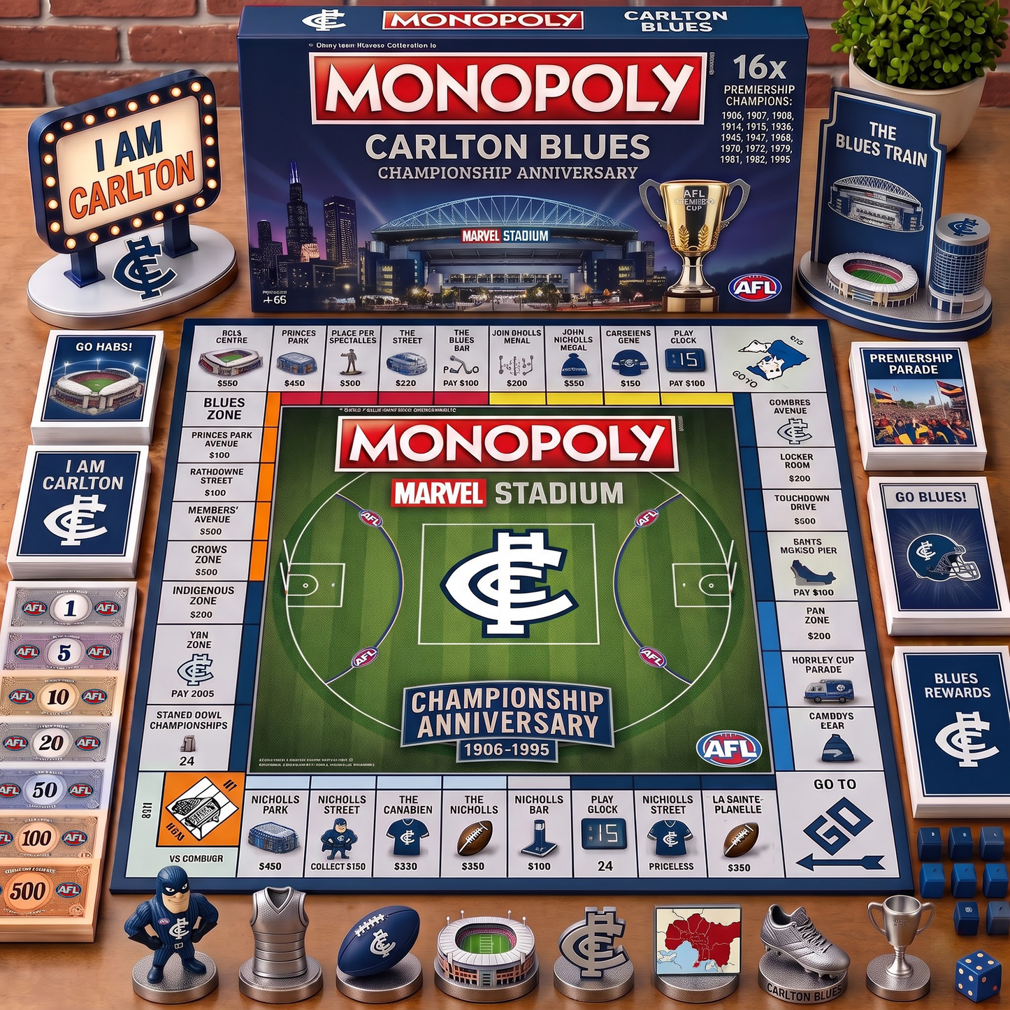 Premium AFL CB Championship Anniversary Monopoly Collector’s Edition Board Game V3