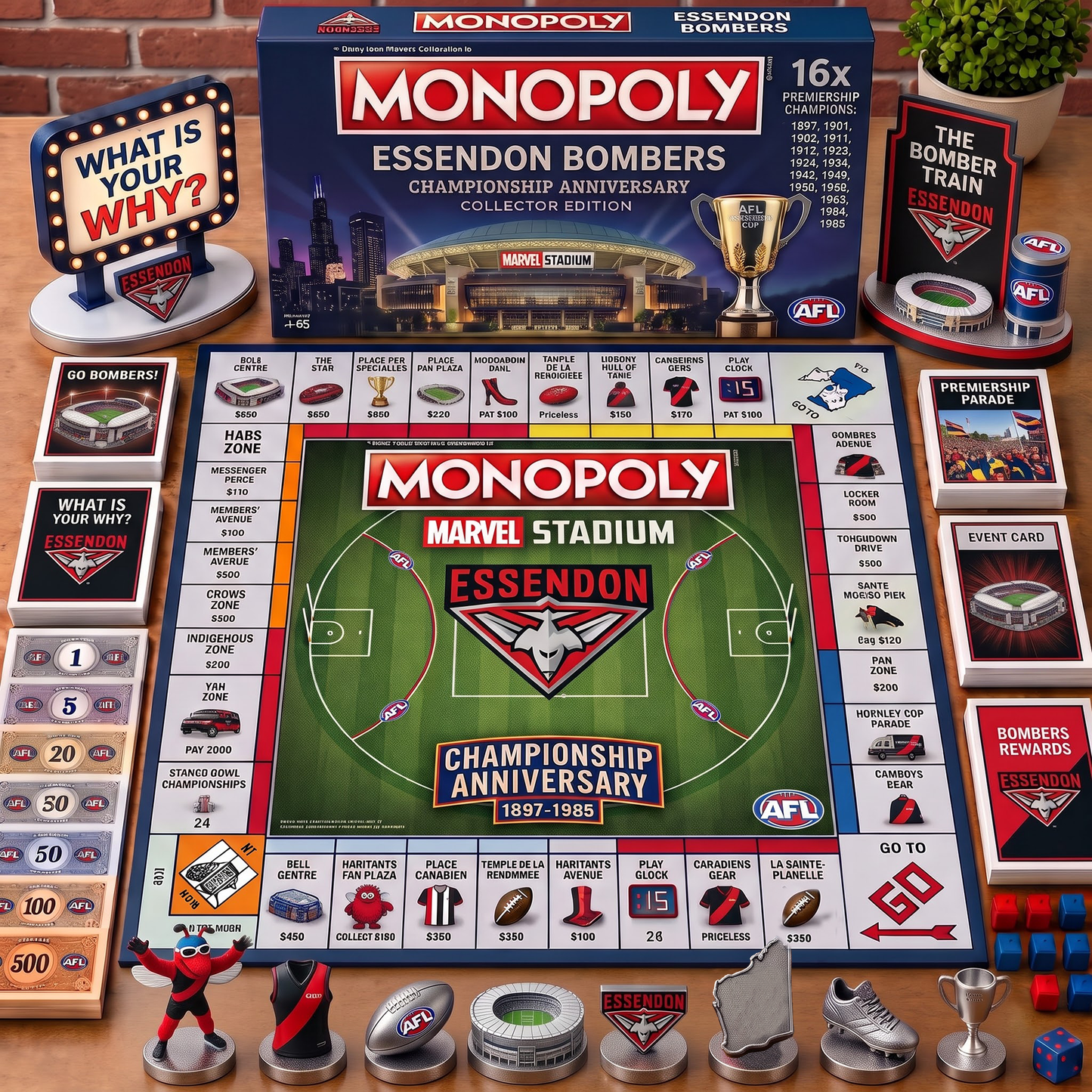 Premium AFL EB Championship Anniversary Monopoly Collector’s Edition Board Game V3