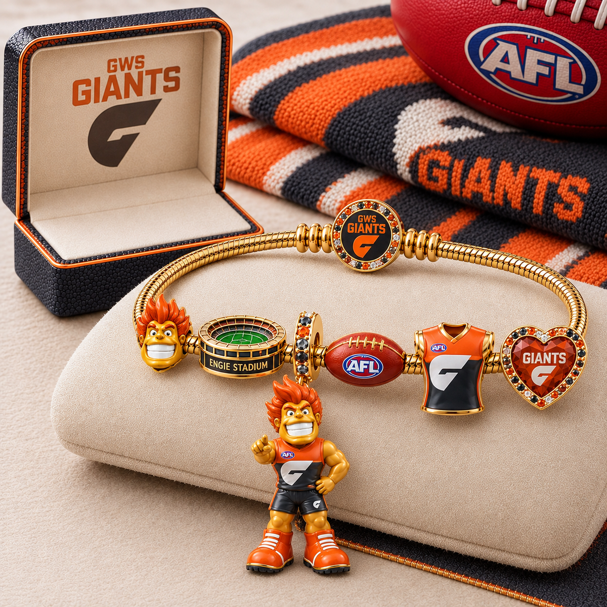 Premium AFL GWS Gold Charm Bracelet Set