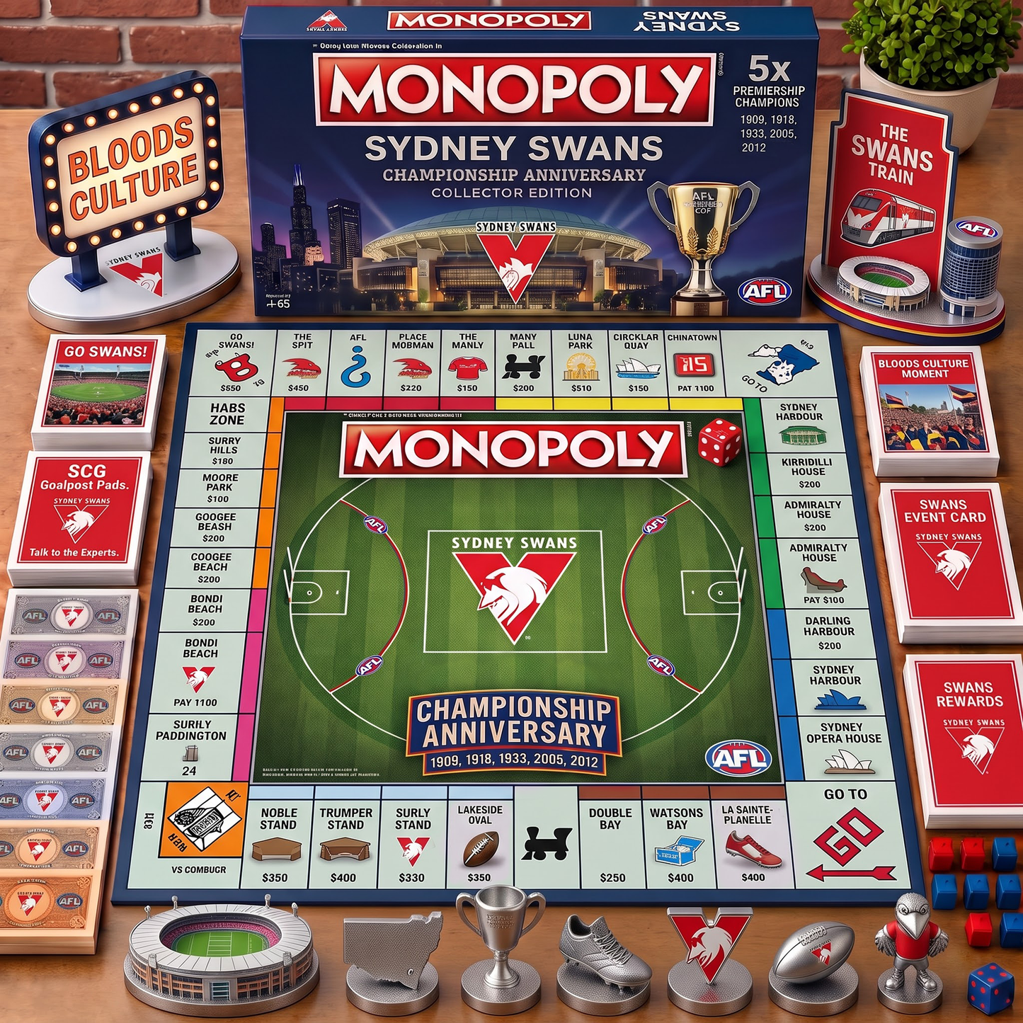Premium AFL SS Championship Anniversary Monopoly Collector’s Edition Board Game V3