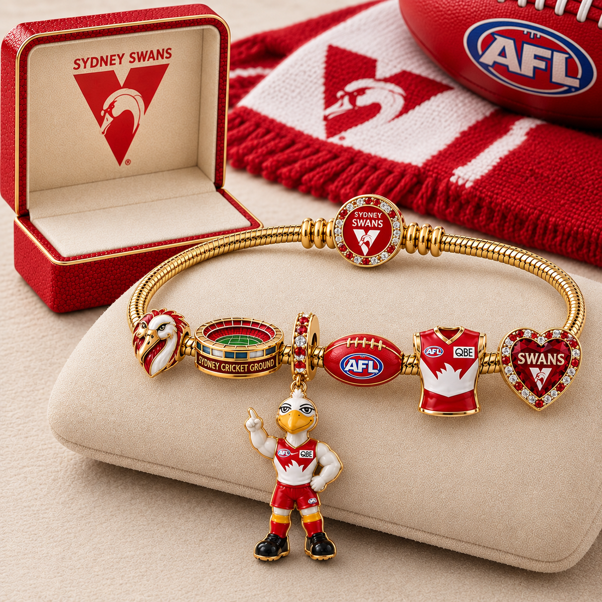Premium AFL SS Gold Charm Bracelet Set