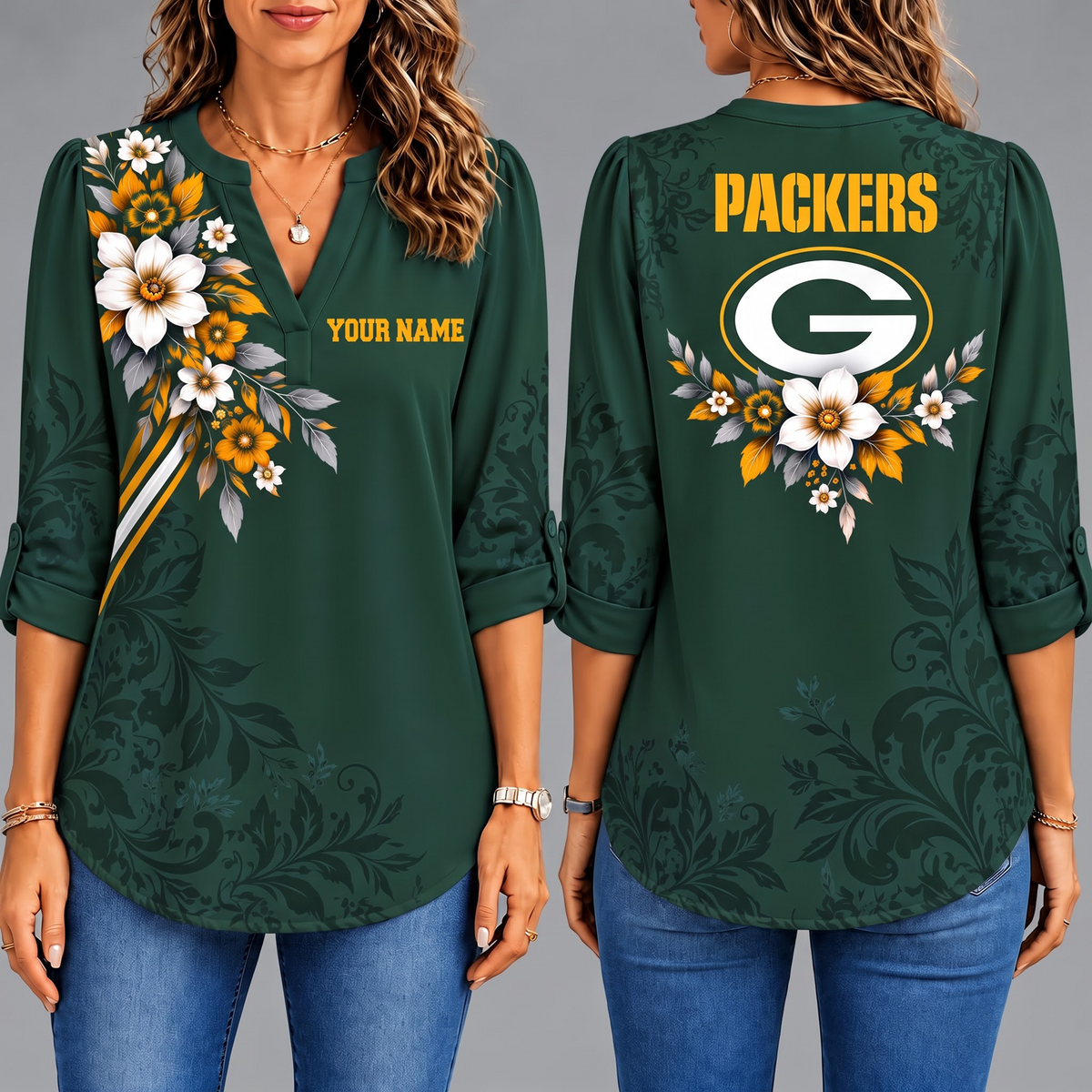 Premium GBP x NFL Collegiate Floral Luxe Long Sleeve Collar