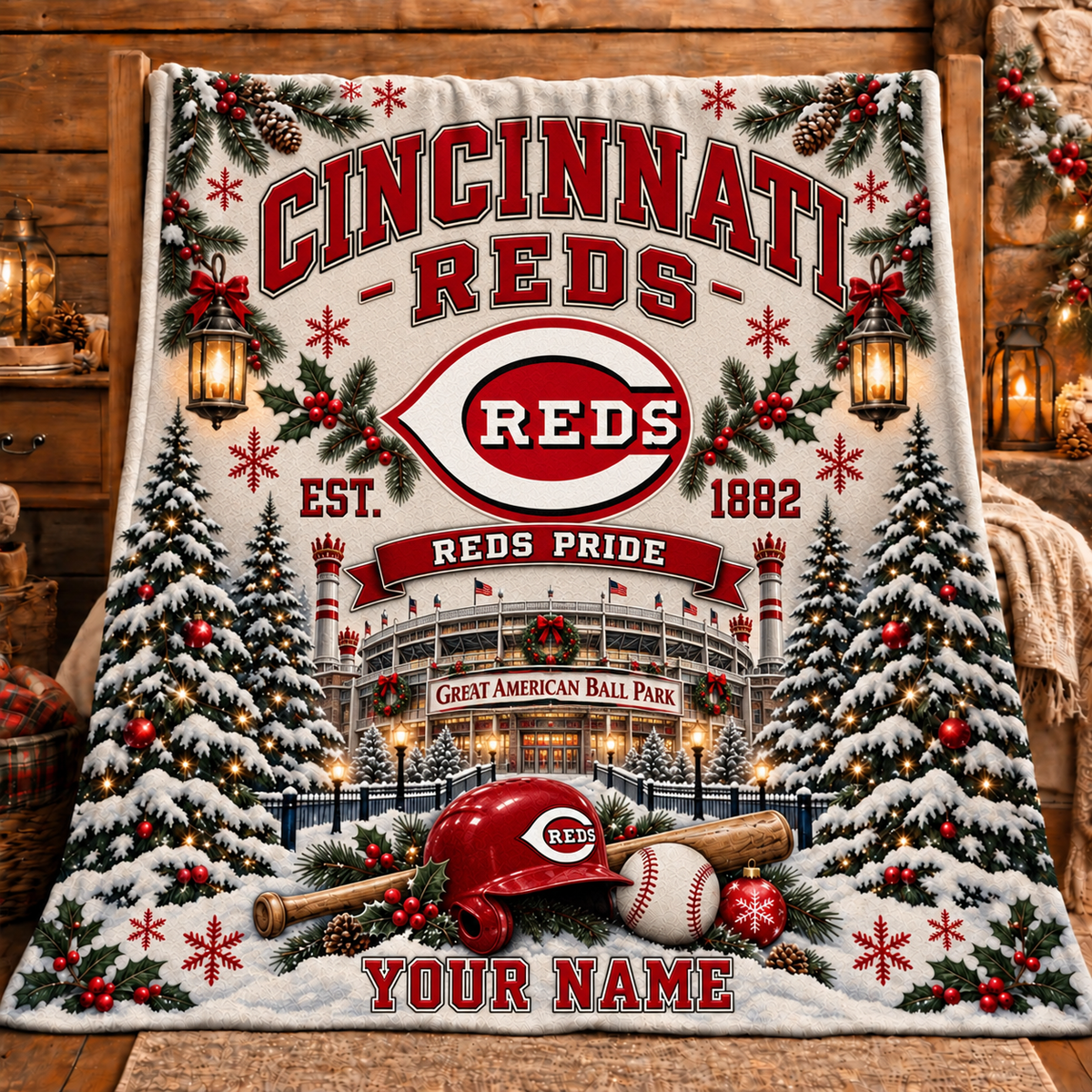 Premium MLB x CIN Pride Personalized Name Blanket