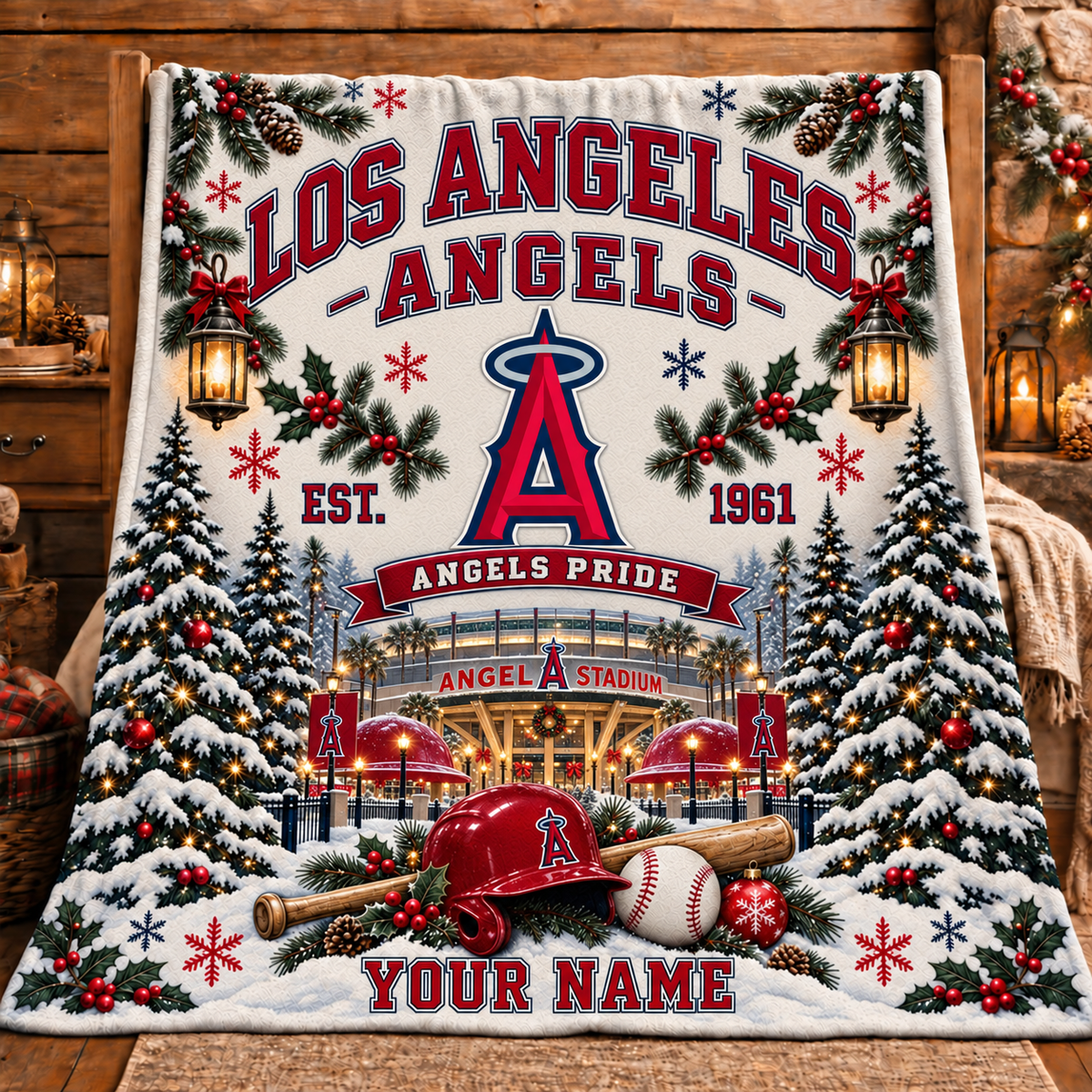 Premium MLB x LAA Pride Personalized Name Blanket