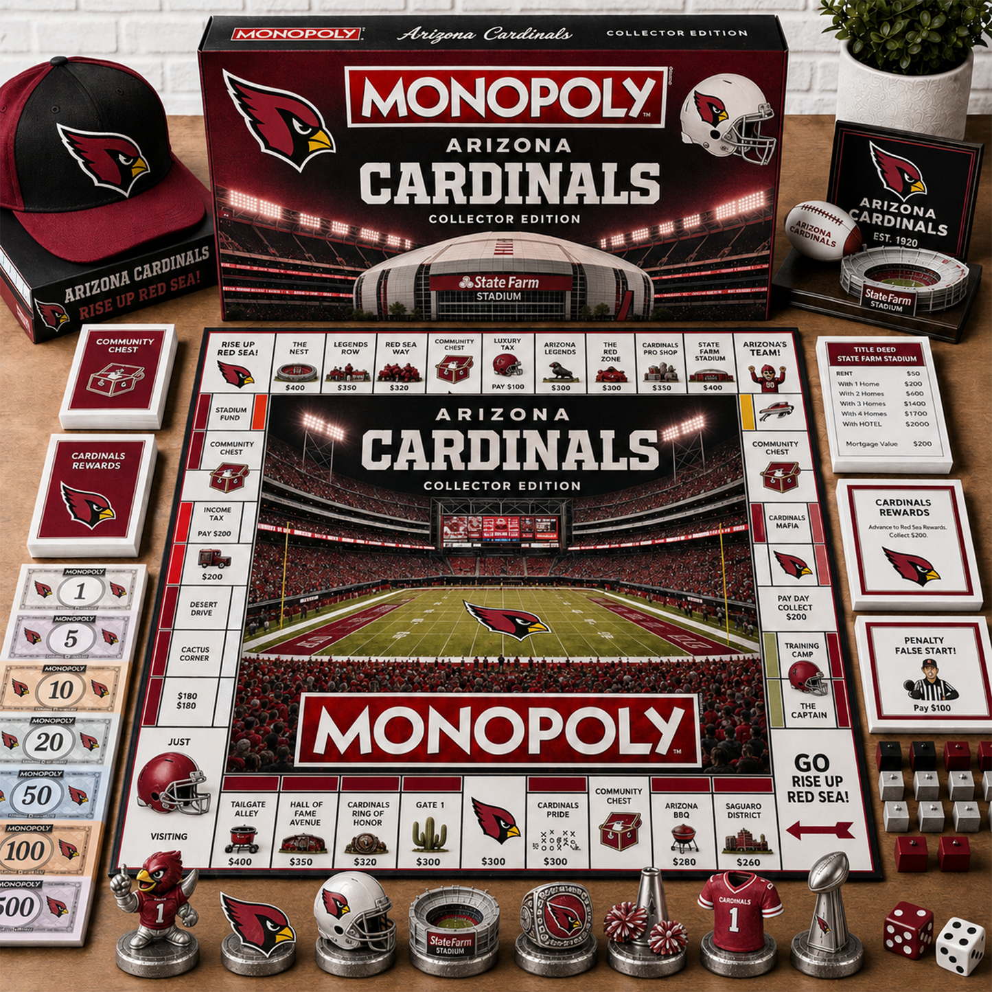 Premium NFL ARI Monopoly Collector Edition Board Game