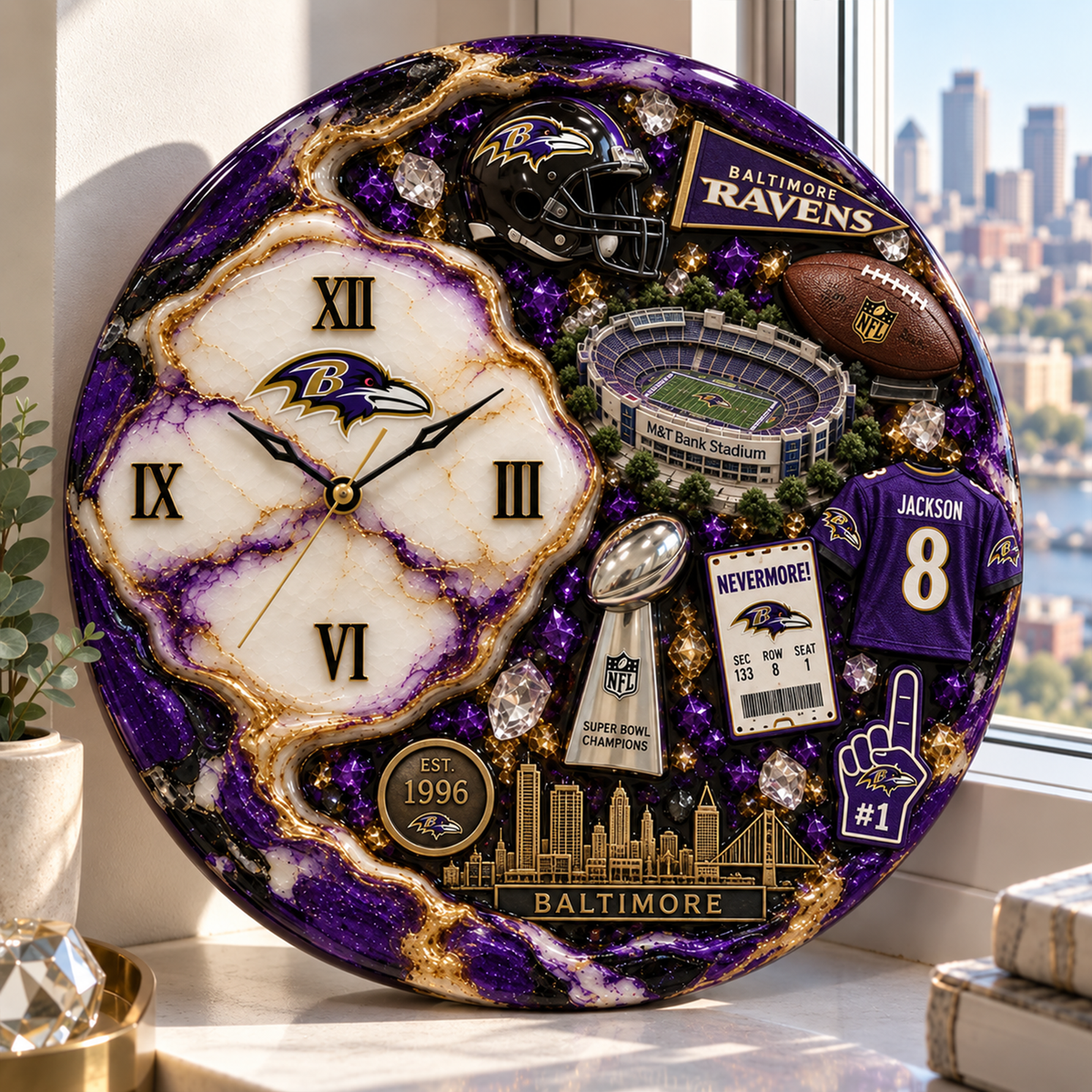 Premium NFL BAL Statement 3D Wall Clock