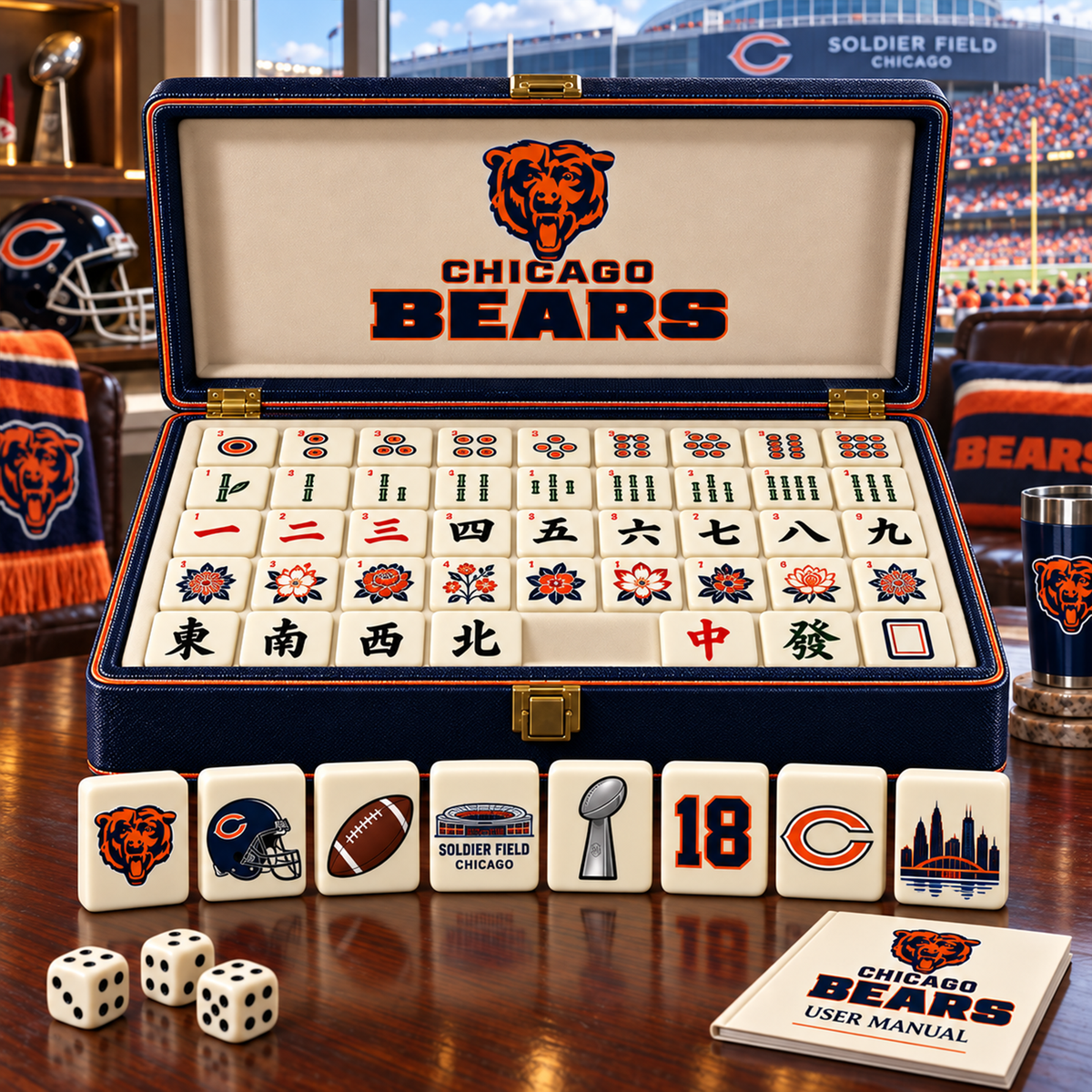 Premium NFL CHI Mahjong Set – Game Night Edition