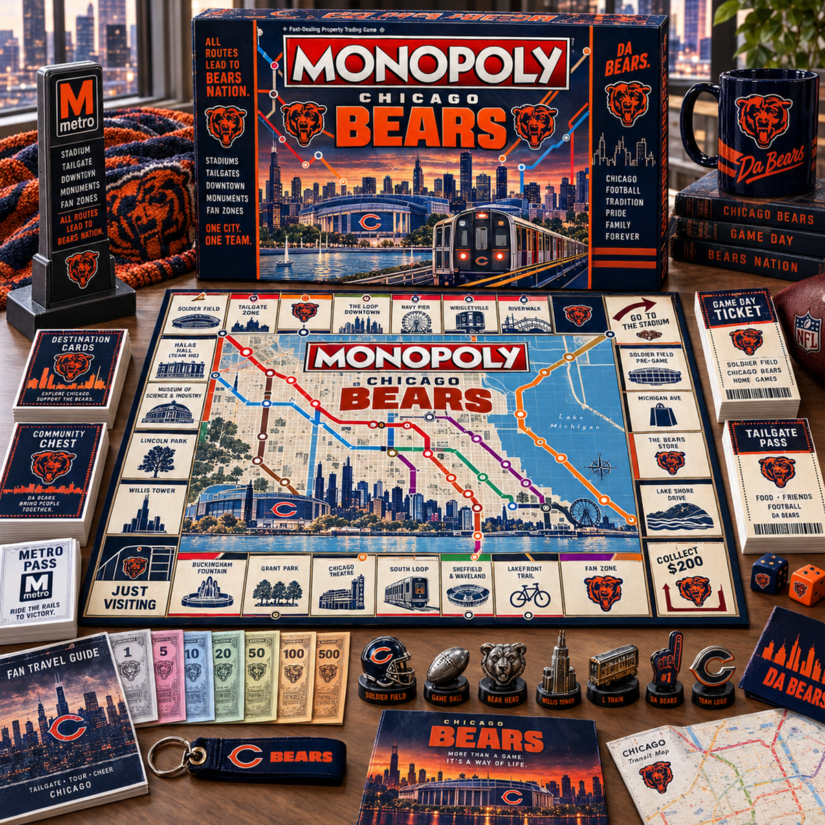 Premium NFL CHI Metro Game Day Collector’s Edition Board Game V13
