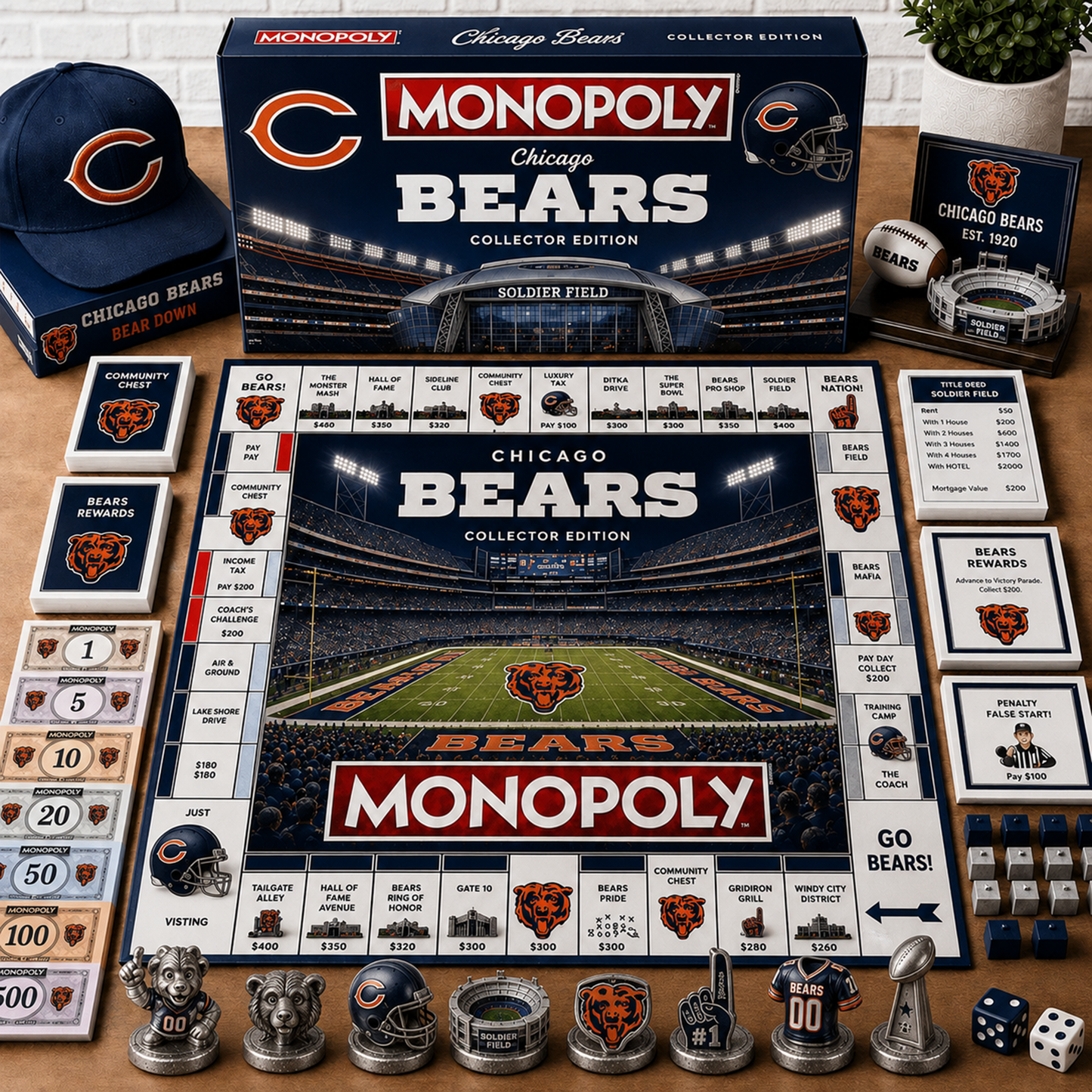 Premium NFL CHI Monopoly Collector Edition Board Game
