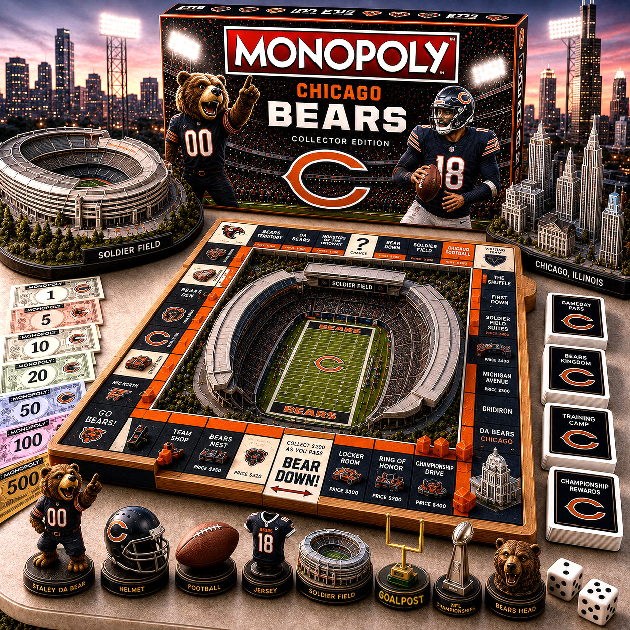 Premium NFL CHI Pride Monopoly Collector’s Edition V11