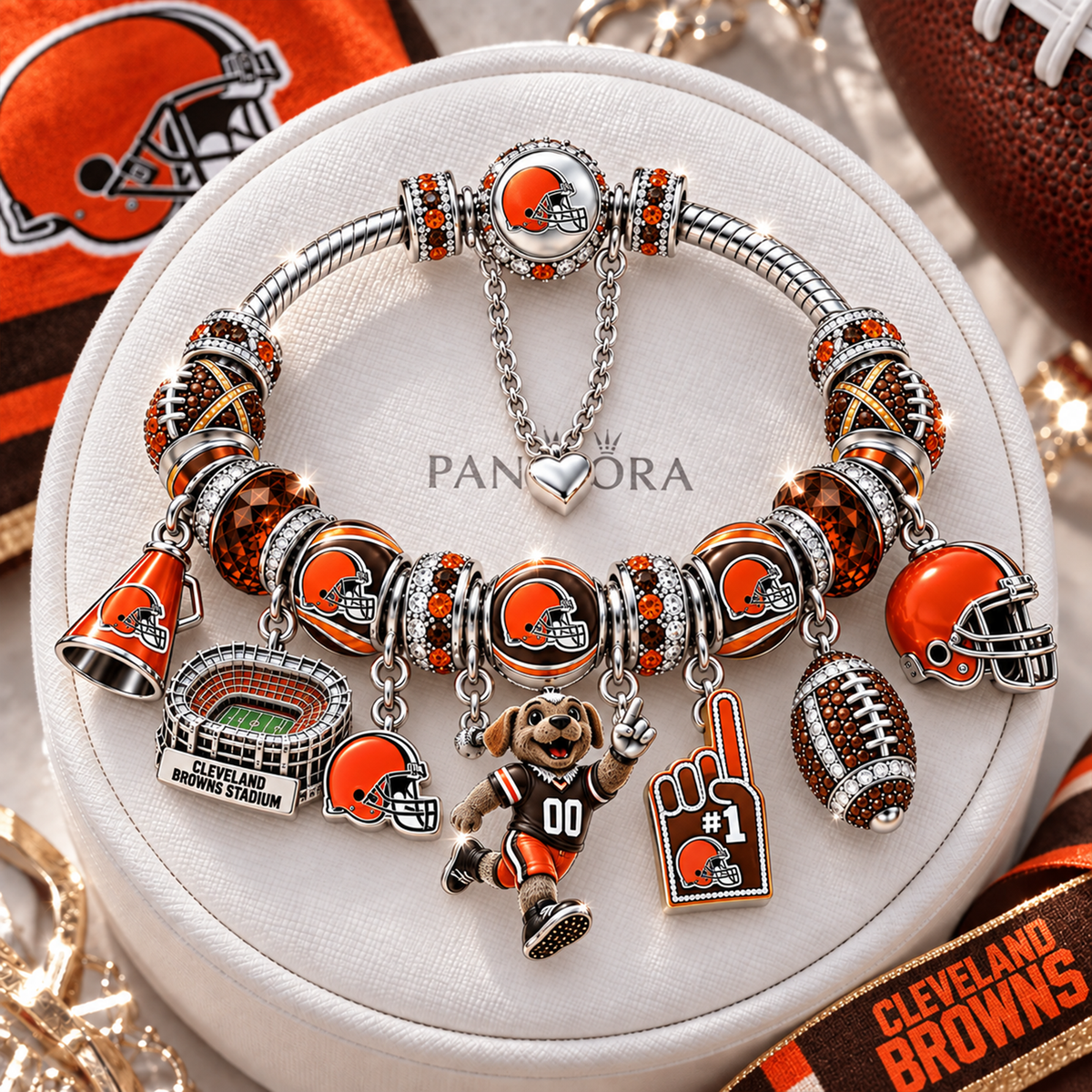 Premium NFL CLE Charm Bracelet Set V2