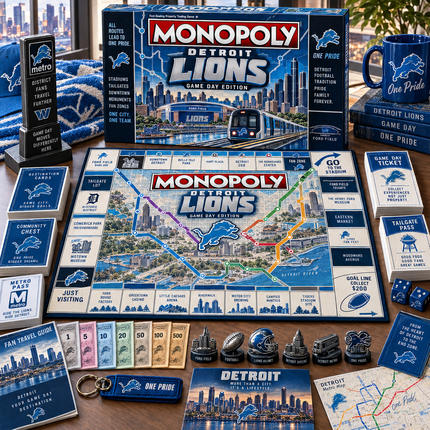 Premium NFL DET Metro Game Day Collector’s Edition Board Game V13
