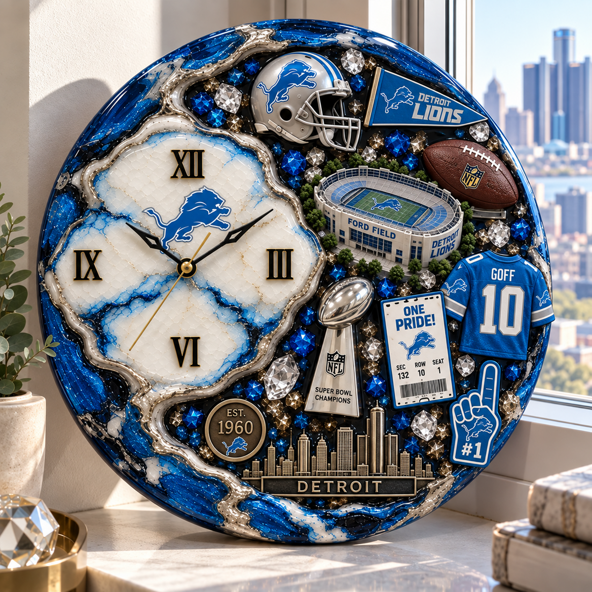 Premium NFL DET Statement 3D Wall Clock