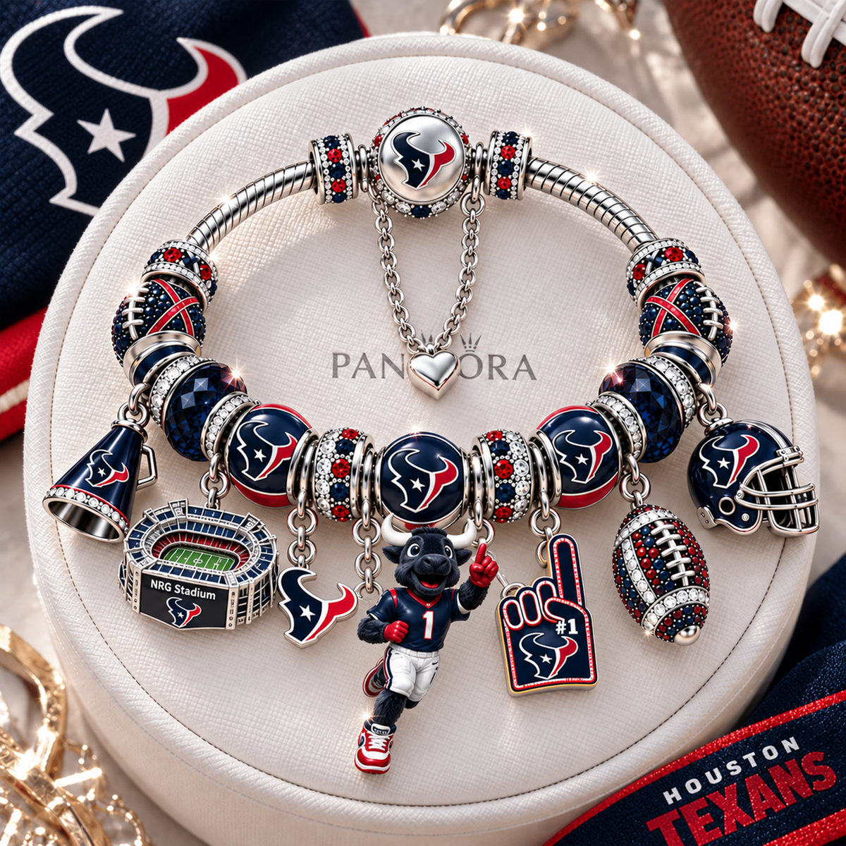 Premium NFL HOU Charm Bracelet Set V2