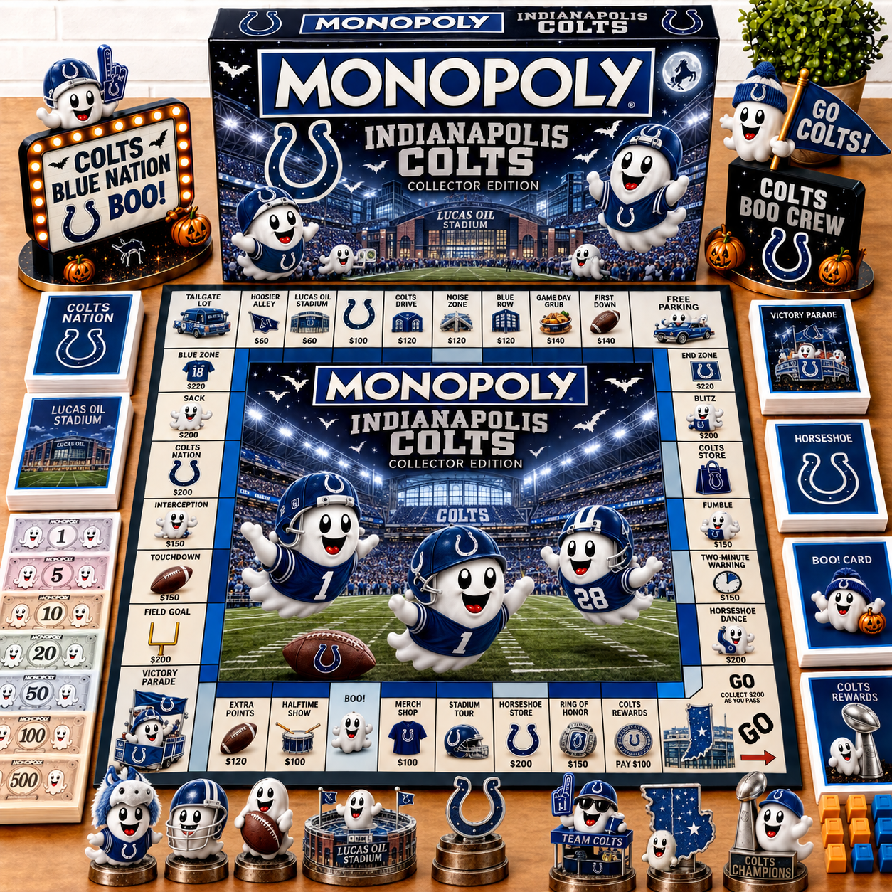 Premium NFL IC Halloween Ghost Monopoly Collector’s Edition Board Game V6