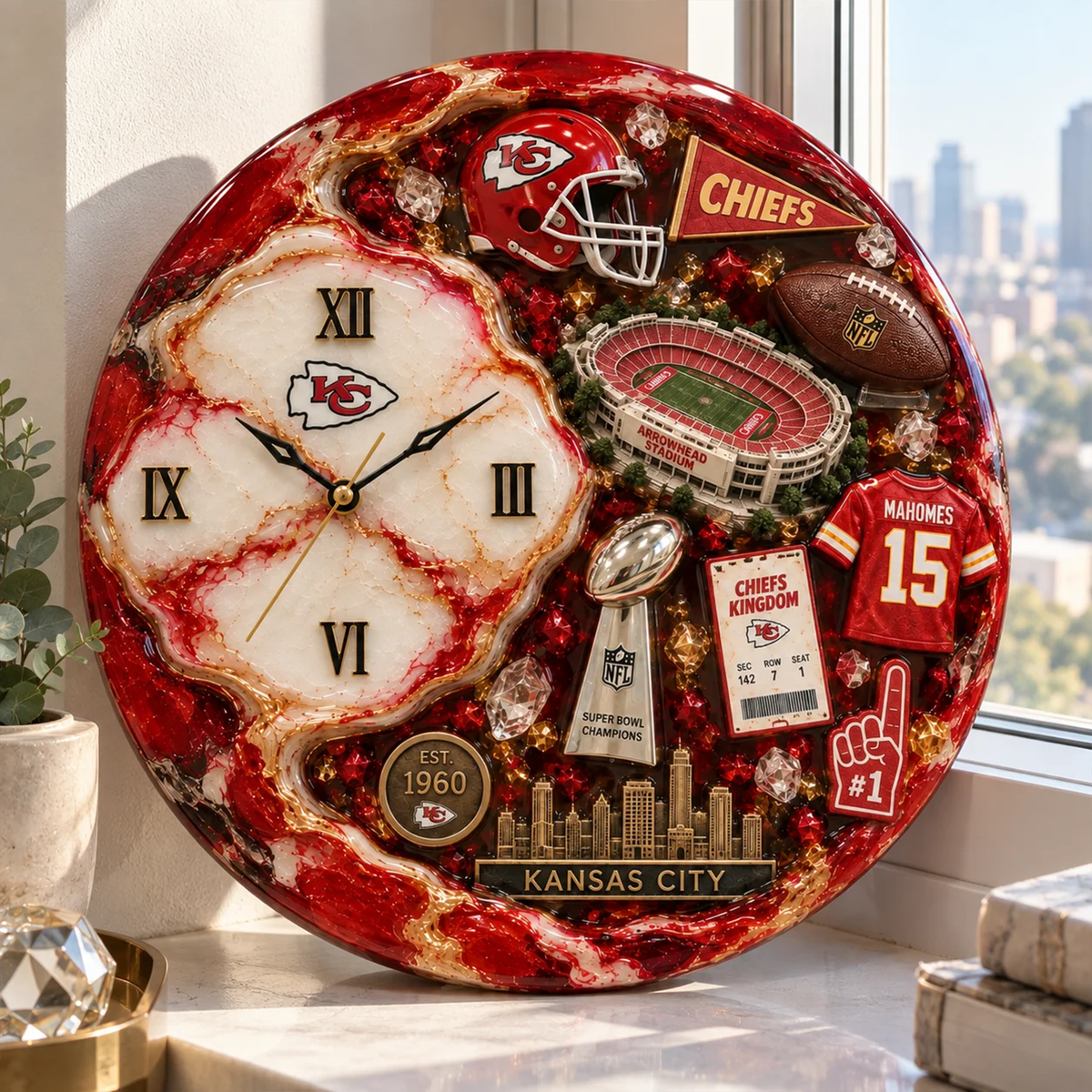 Premium NFL KC Statement 3D Wall Clock