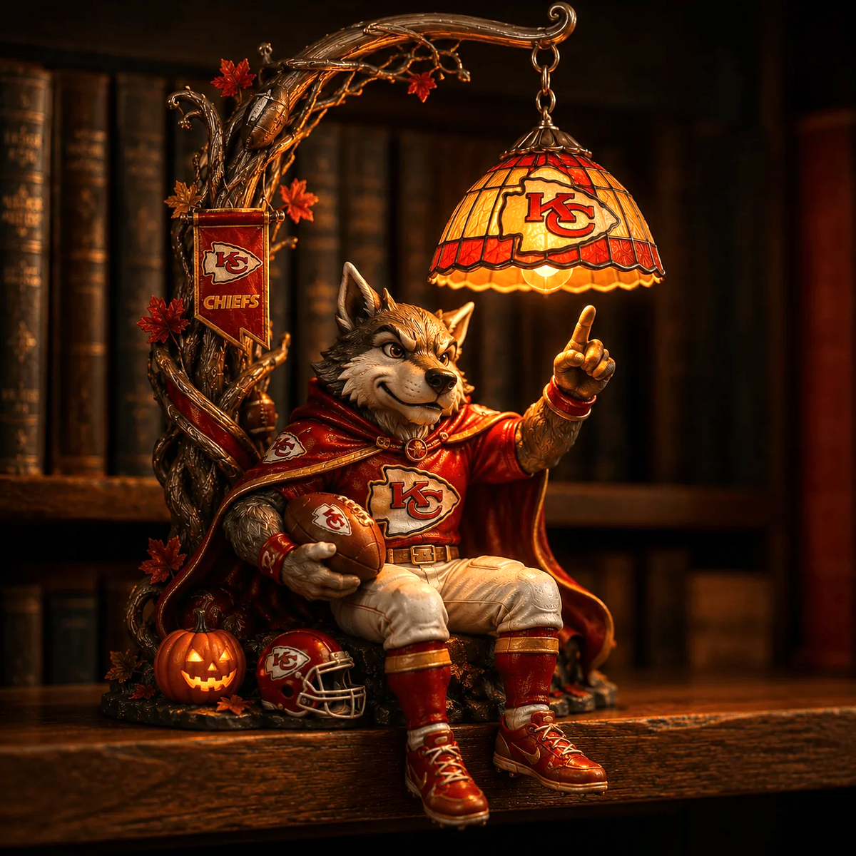 Premium NFL KCC Halloween Bookshelf Figurines Lamp