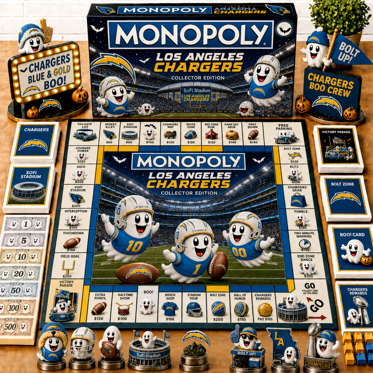 Premium NFL LAC Halloween Ghost Monopoly Collector’s Edition Board Game V6