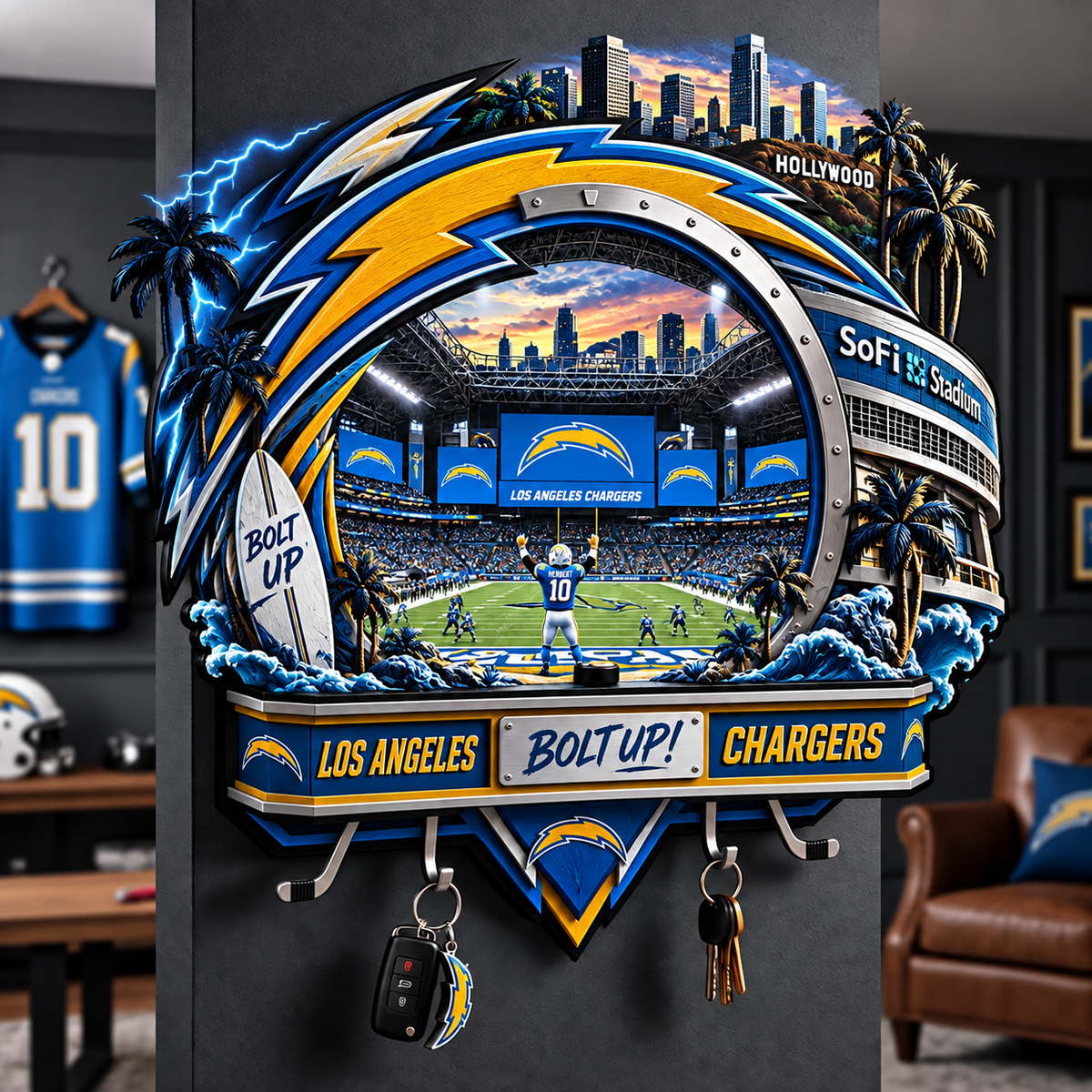 Premium NFL LAC Wall-Mounted Key Holder
