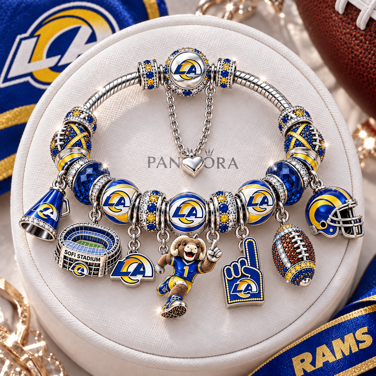 Premium NFL LAR Charm Bracelet Set V2