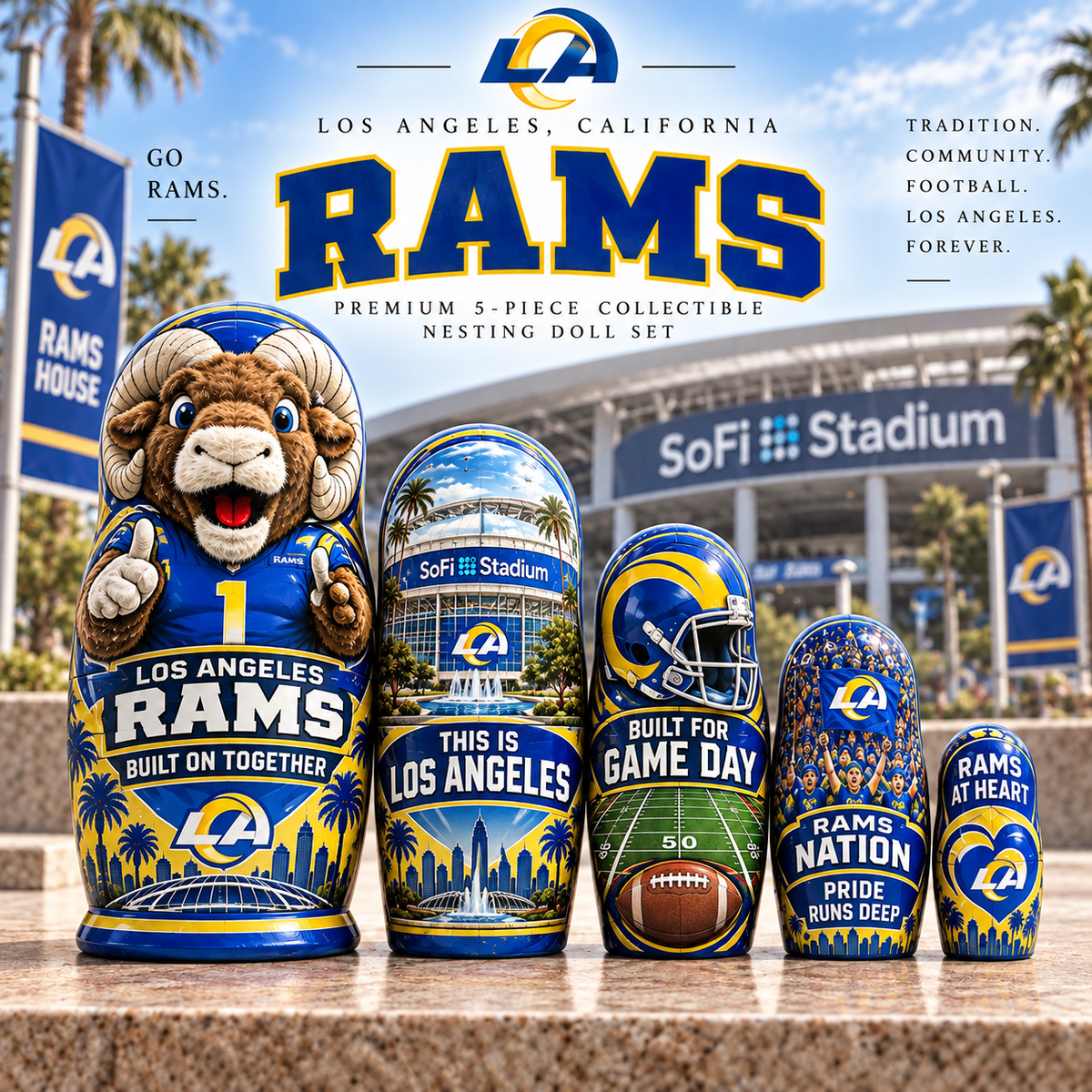 Premium NFL LAR Nesting Doll Set