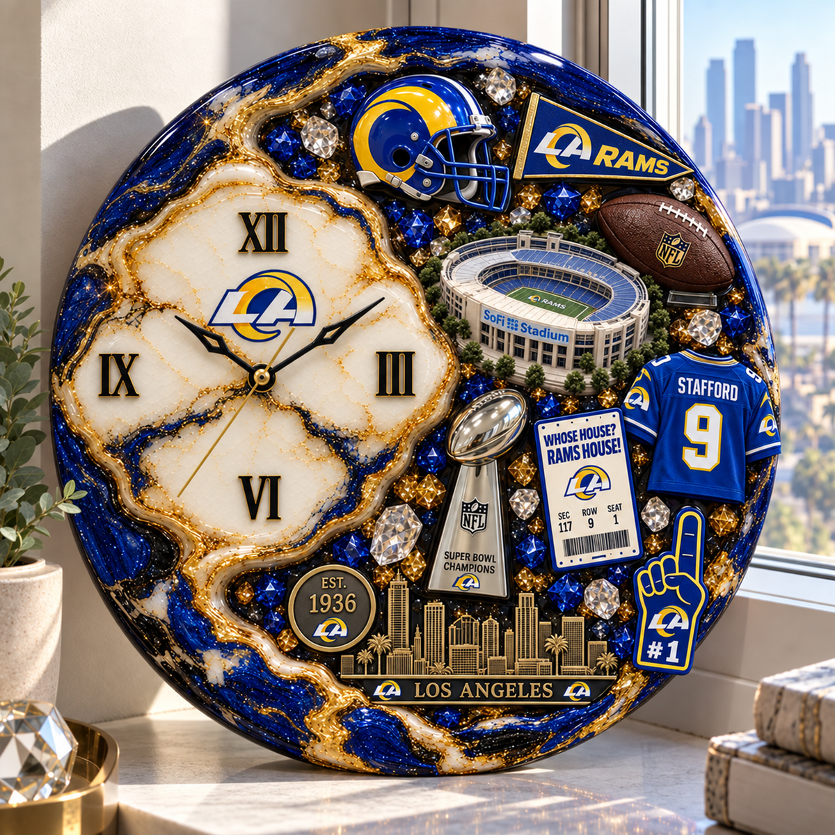 Premium NFL LAR Statement 3D Wall Clock