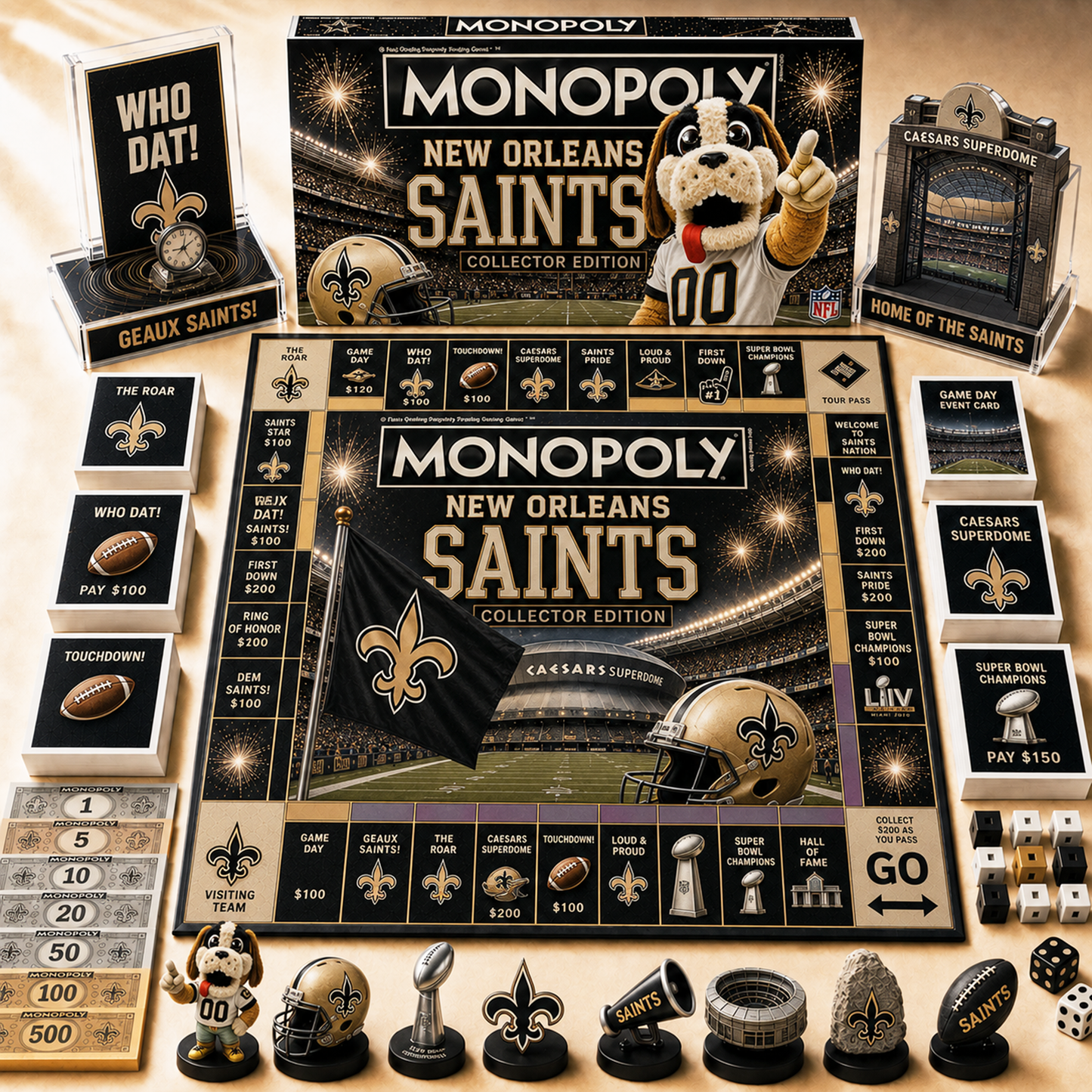 Premium NFL N0 Hall of Fame Monopoly Collector’s Edition Board Game V12