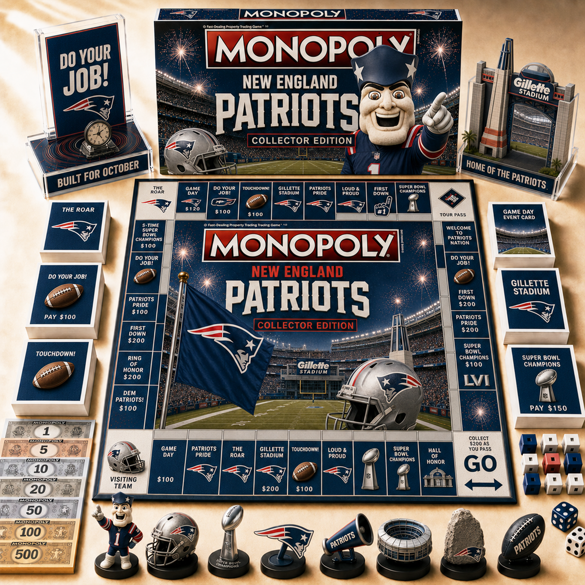 Premium NFL NE Hall of Fame Monopoly Collector’s Edition Board Game V12