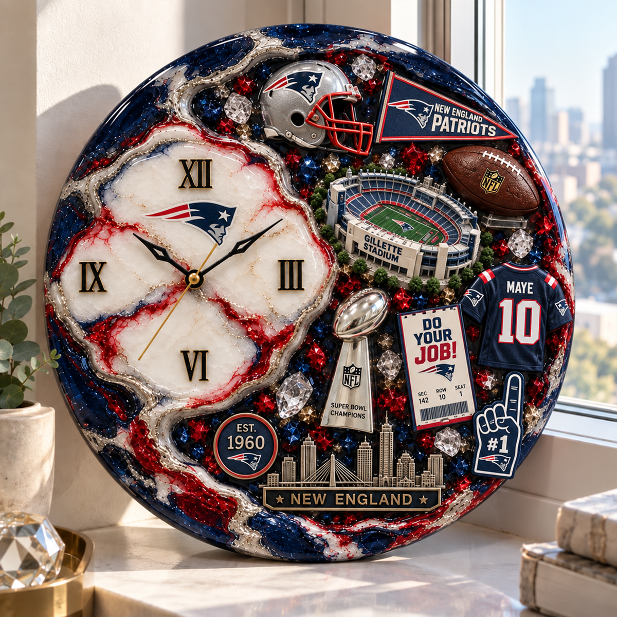 Premium NFL NE Statement 3D Wall Clock