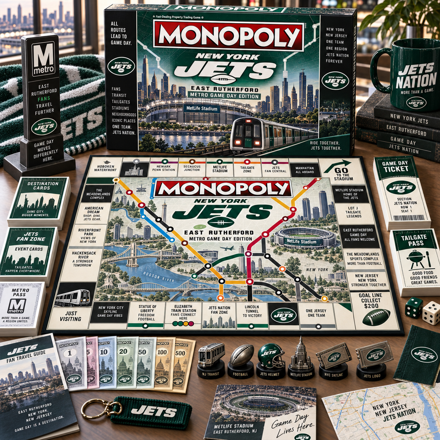 Premium NFL NYJ Metro Game Day Collector’s Edition Board Game V13