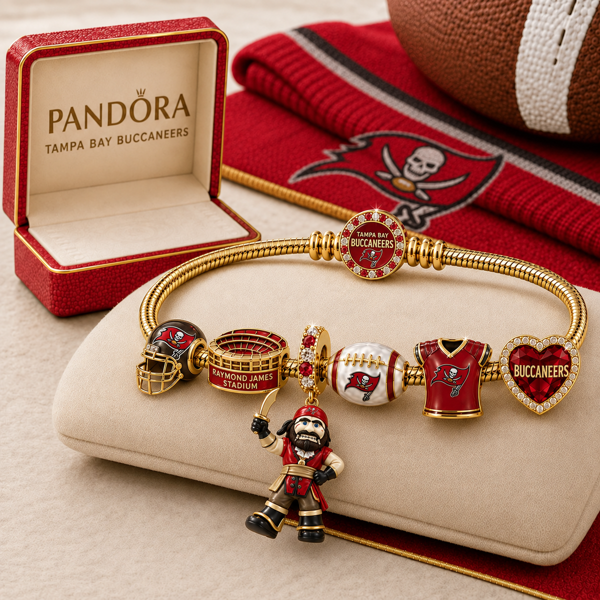 Premium NFL TBB Gold Charm Bracelet Set