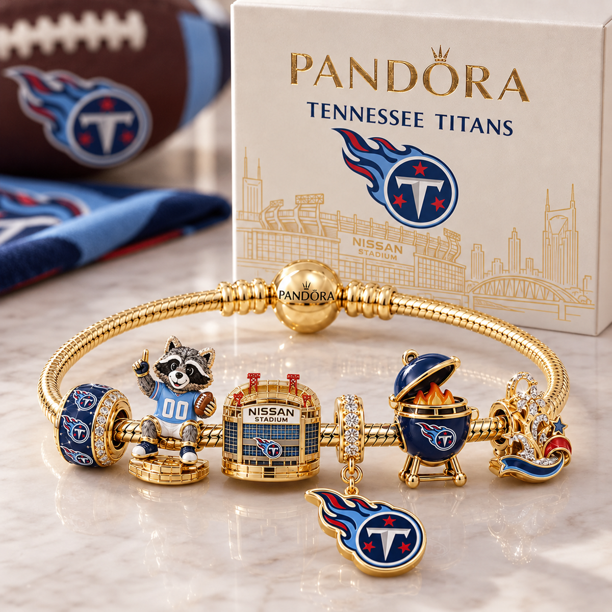 Premium NFL TEN Heritage Gold Charm Bracelet Set V3
