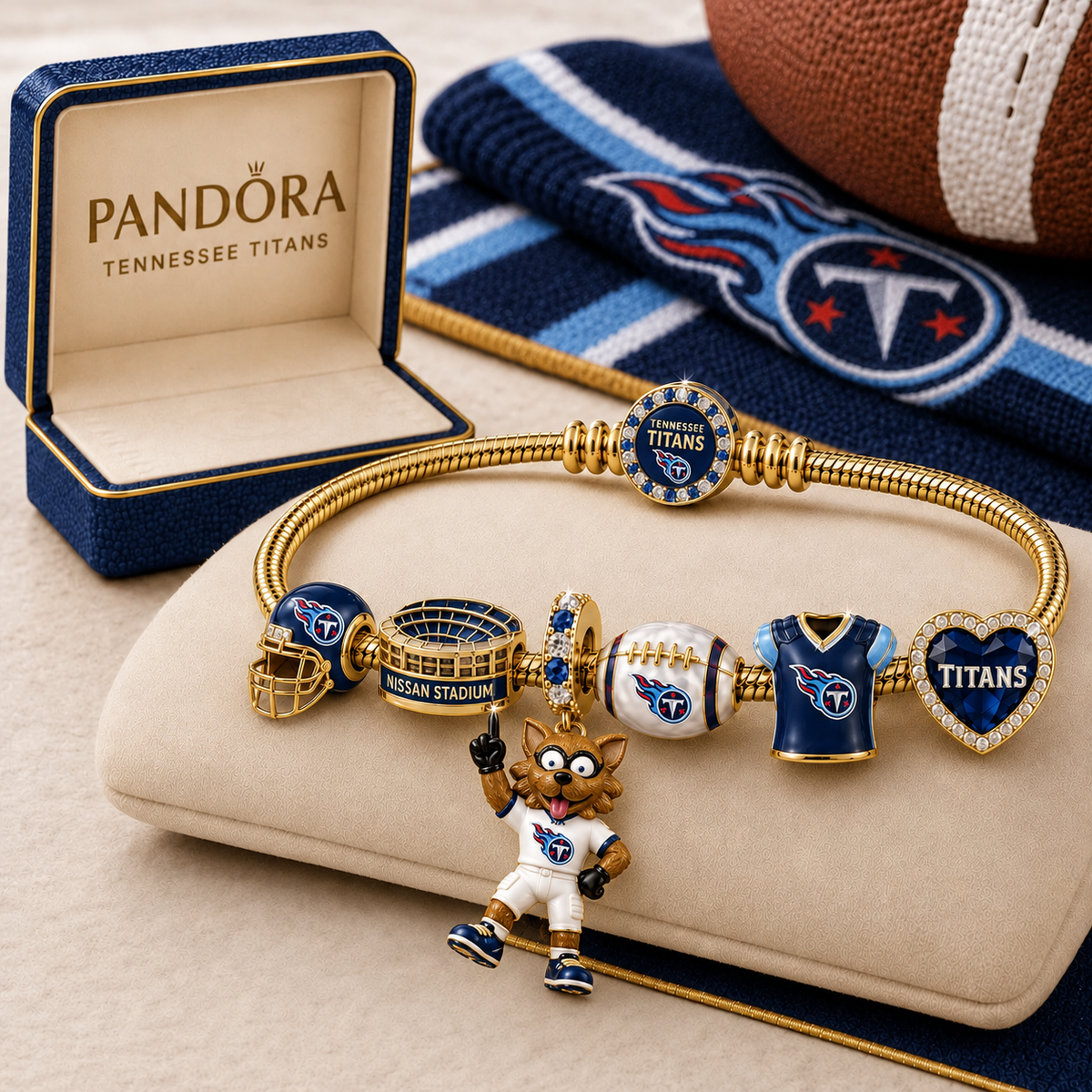 Premium NFL TT Gold Charm Bracelet Set