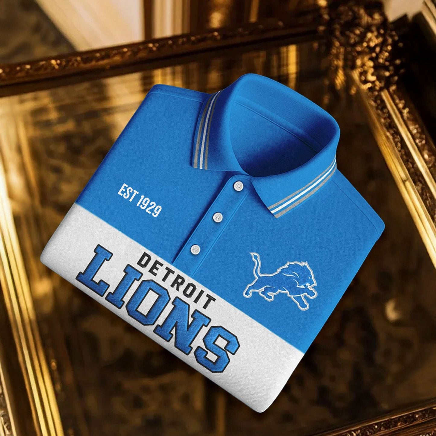 Premium NFL X DET Classic Long sleeve Polo Shirt NDT NHM