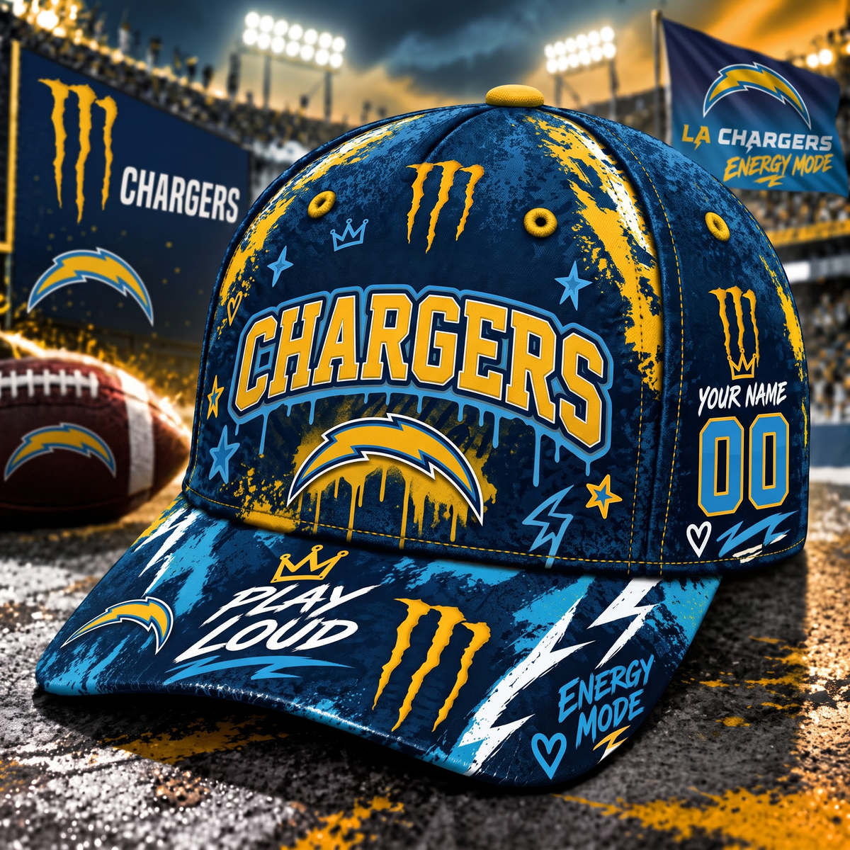 Premium NFL x LAC Monster Energy – Neon Street Racing Cap