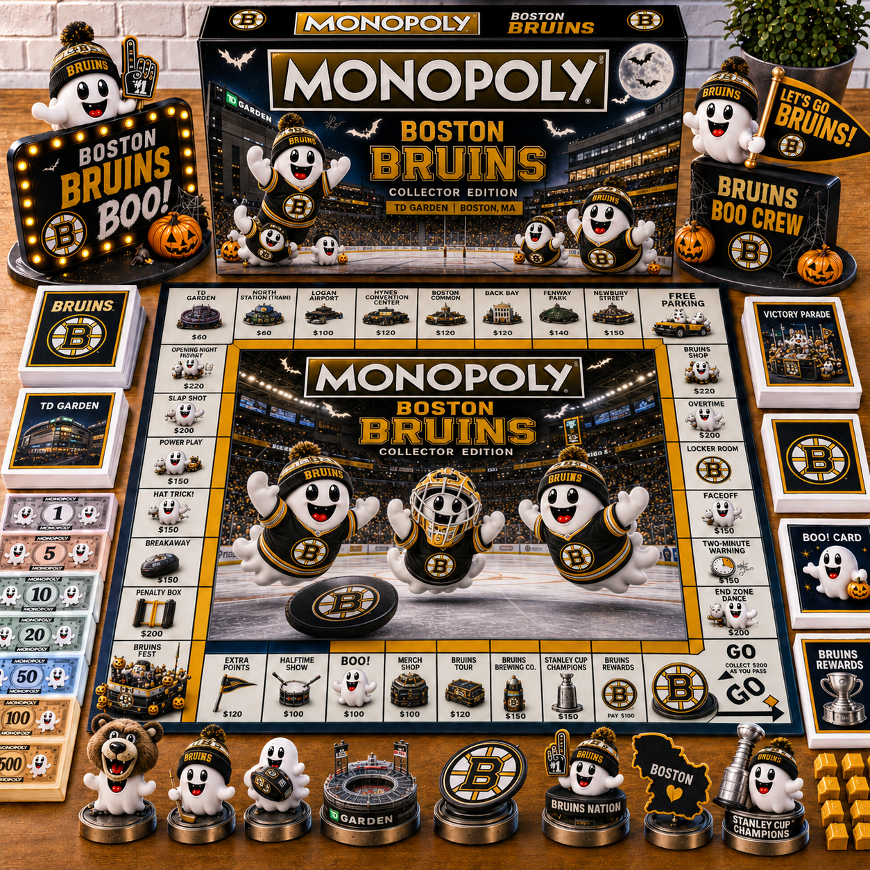 Premium NHL BB Halloween Ghost Monopoly Collector’s Edition Board Game V6