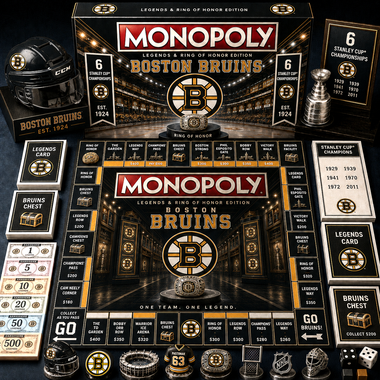 Premium NHL BB Legends & Ring Monopoly Collector’s Edition Board Game V9