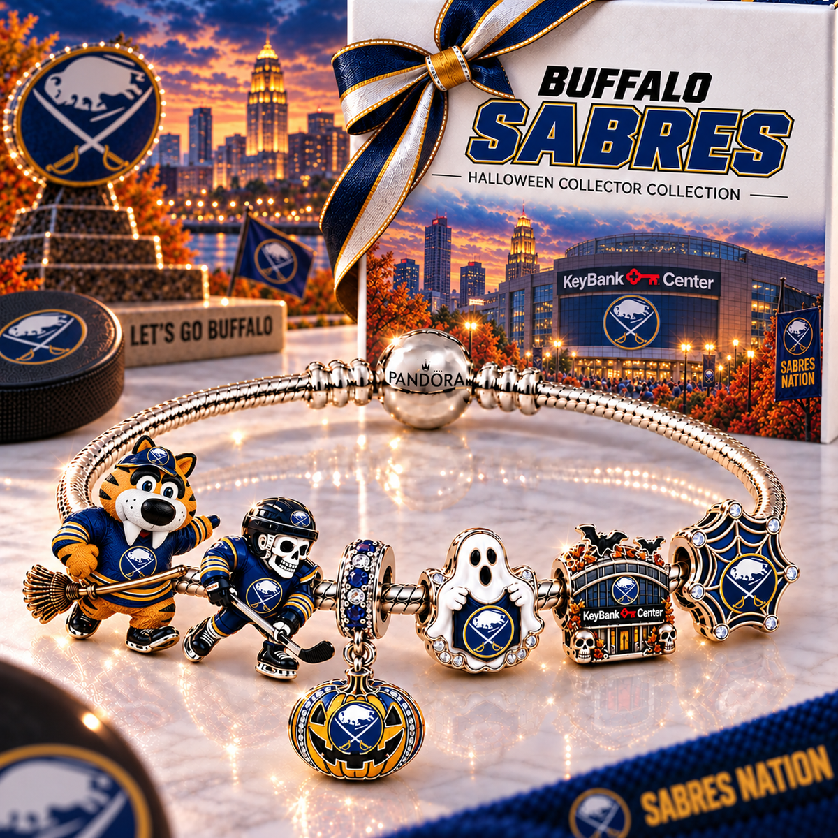 Premium NHL BS Halloween Gold Charm Bracelet Set V4