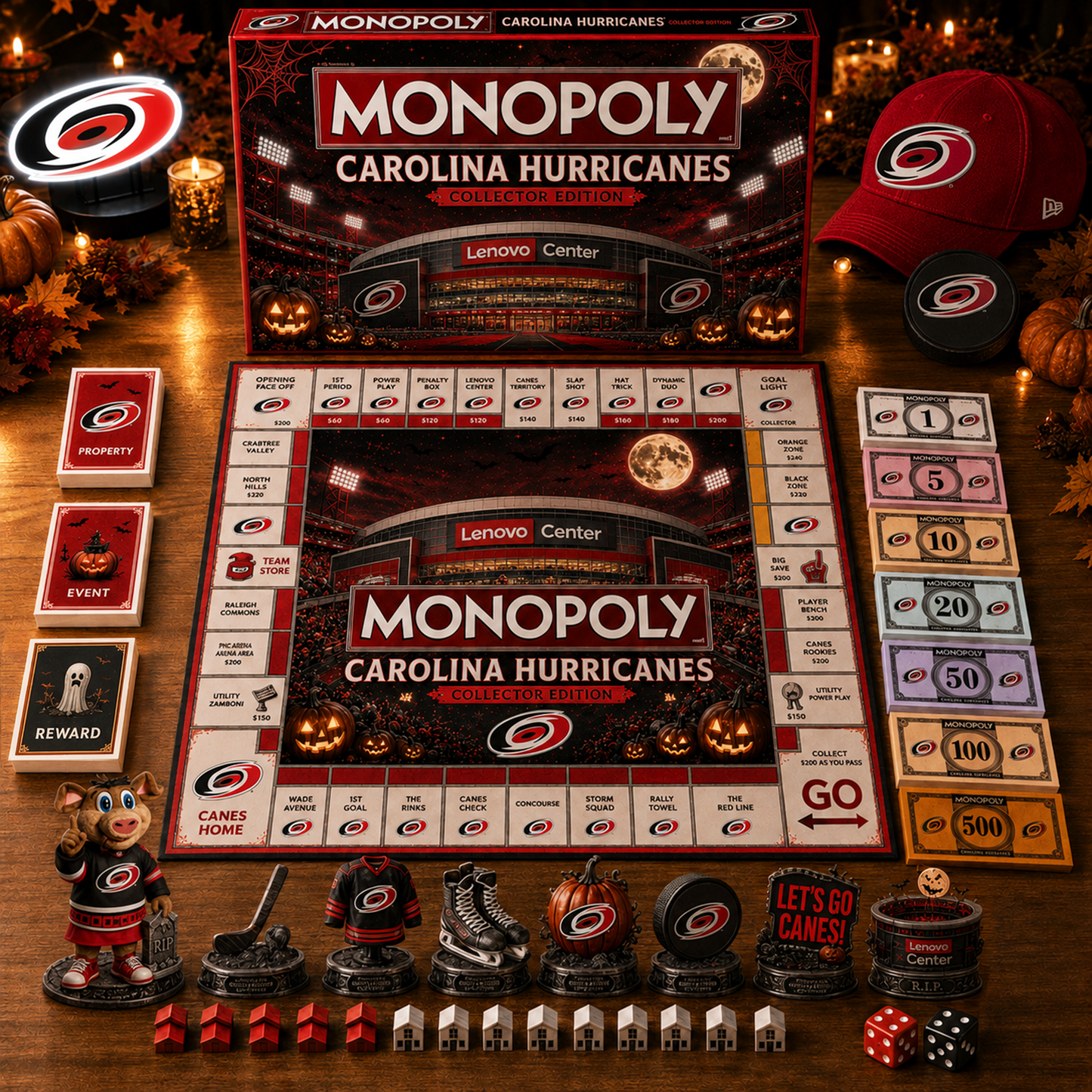 Premium NHL CAR Halloween Stadium Monopoly Collector’s Edition Board Game V10